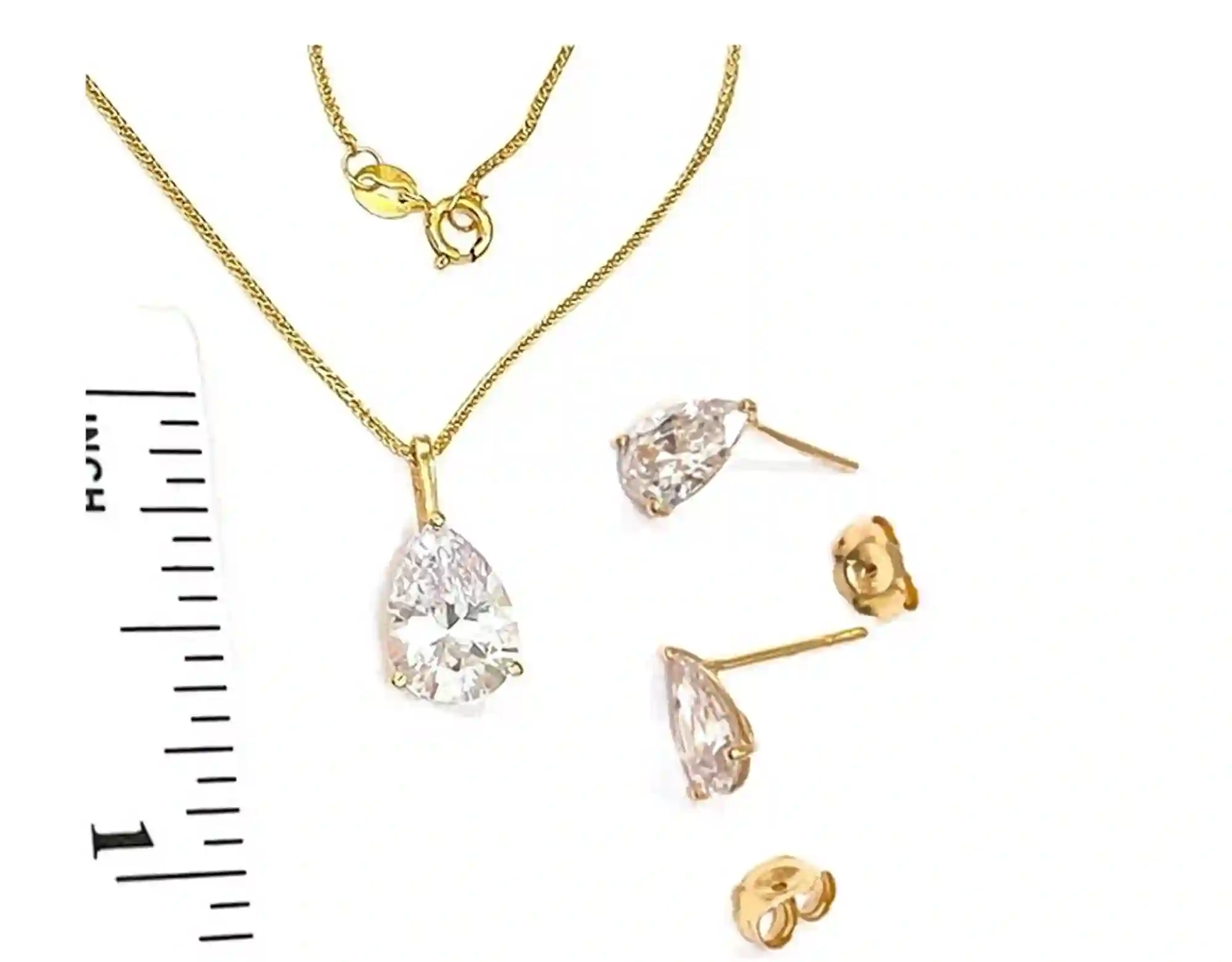 3ctw Diamond Pear Shape Pendant Diamond Pear shaped Earrings Solid 18k GOLD Diamond Jewelry SET Diamond Wedding Anniversary Gift for women 