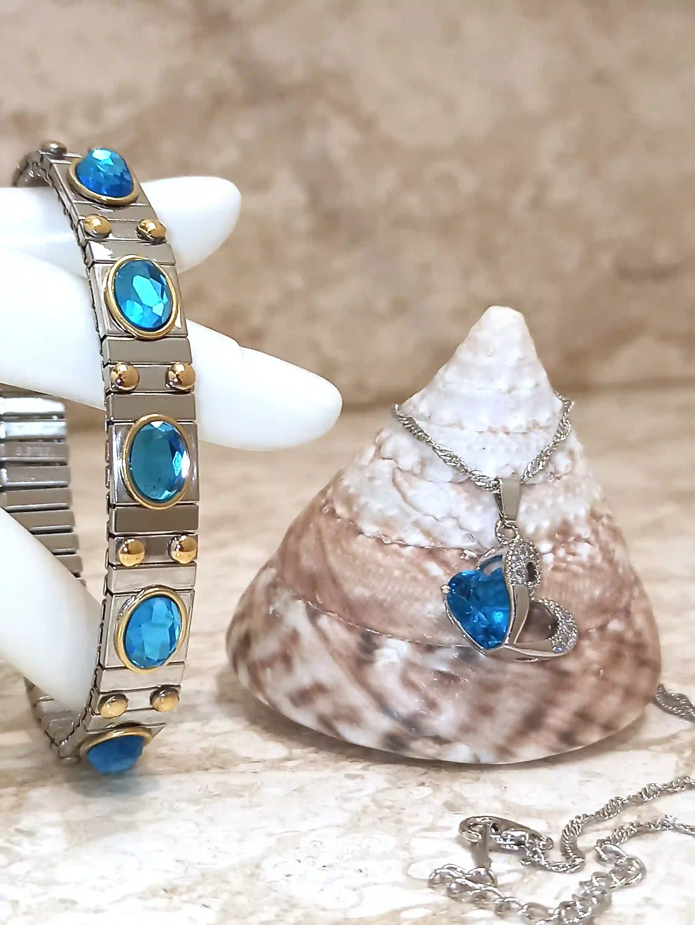 One Of a Kind- Faberge-Style Egg -24kGOLD -Faberge Egg Music Box- Sterling Silver Jewelry - Blue NECKLACE - Silver,Topaz BRACELET - Faberge style 
