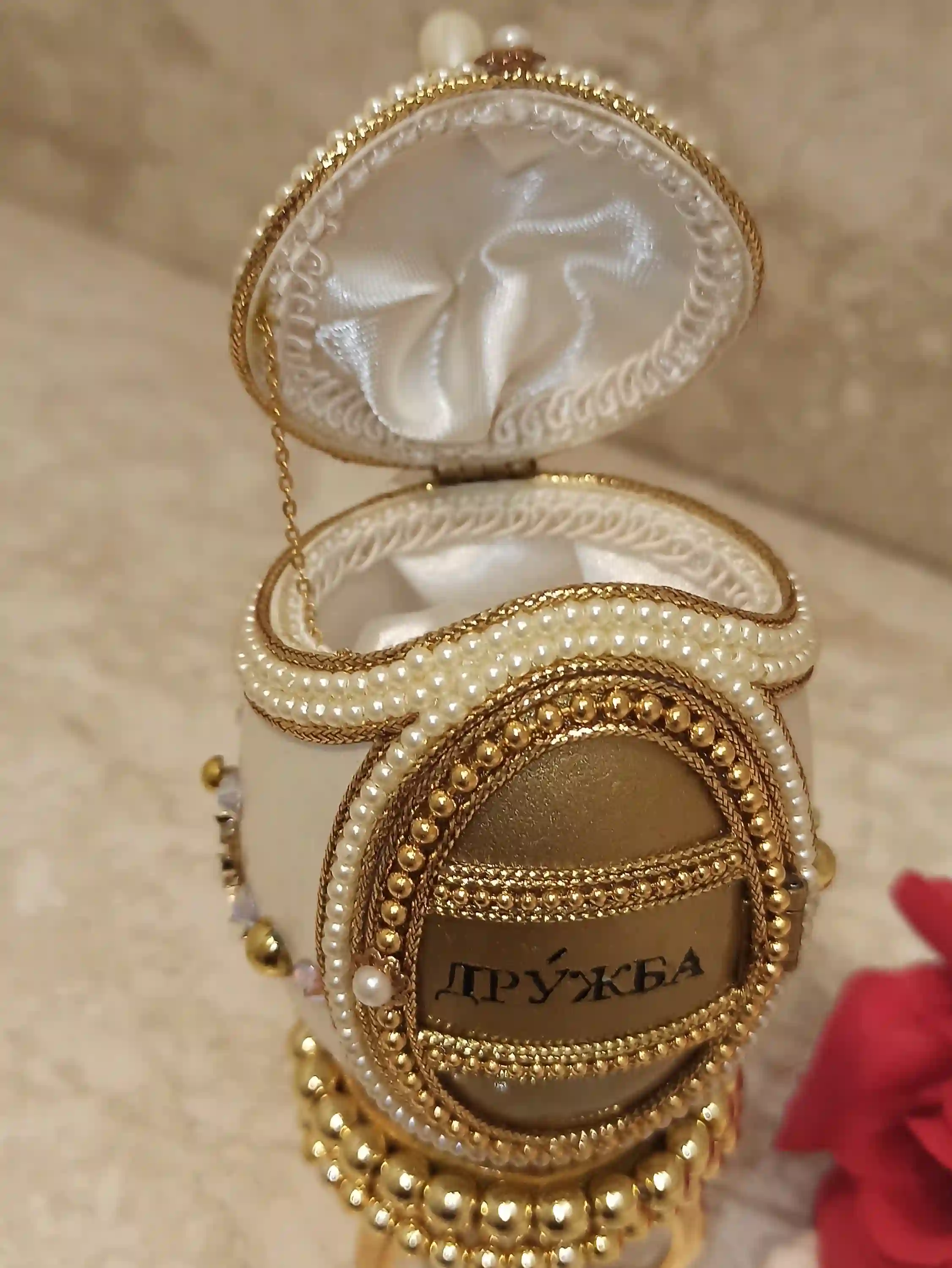 Famous Faberge style egg Wreath Ornament MUSIC Jewelry Box Gift 1996 ONLYONEOF Collectors Jewelry box DESIGNER Faberge egg 24kGold 