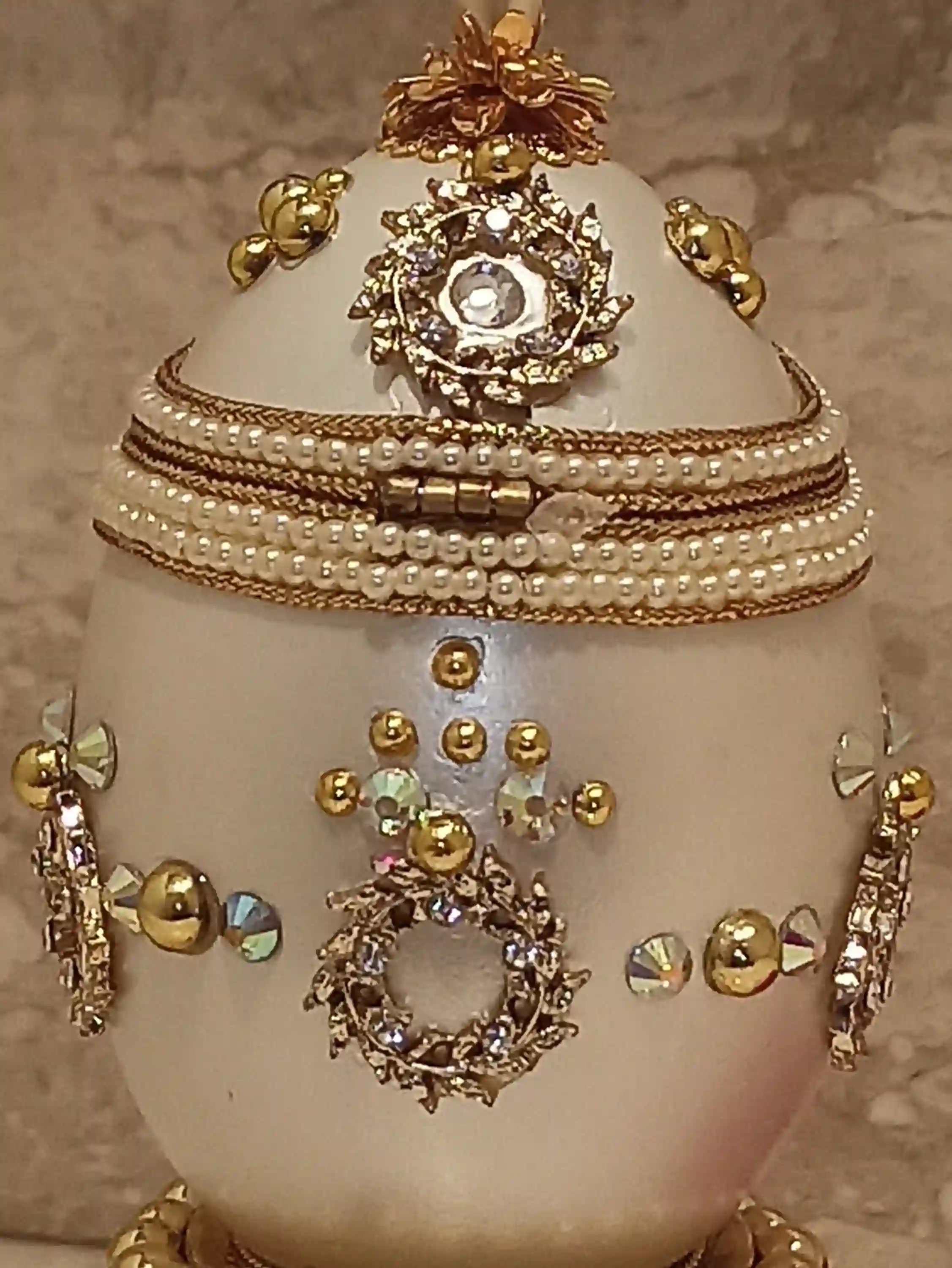 Famous Faberge style egg Wreath Ornament MUSIC Jewelry Box Gift 1996 ONLYONEOF Collectors Jewelry box DESIGNER Faberge egg 24kGold 