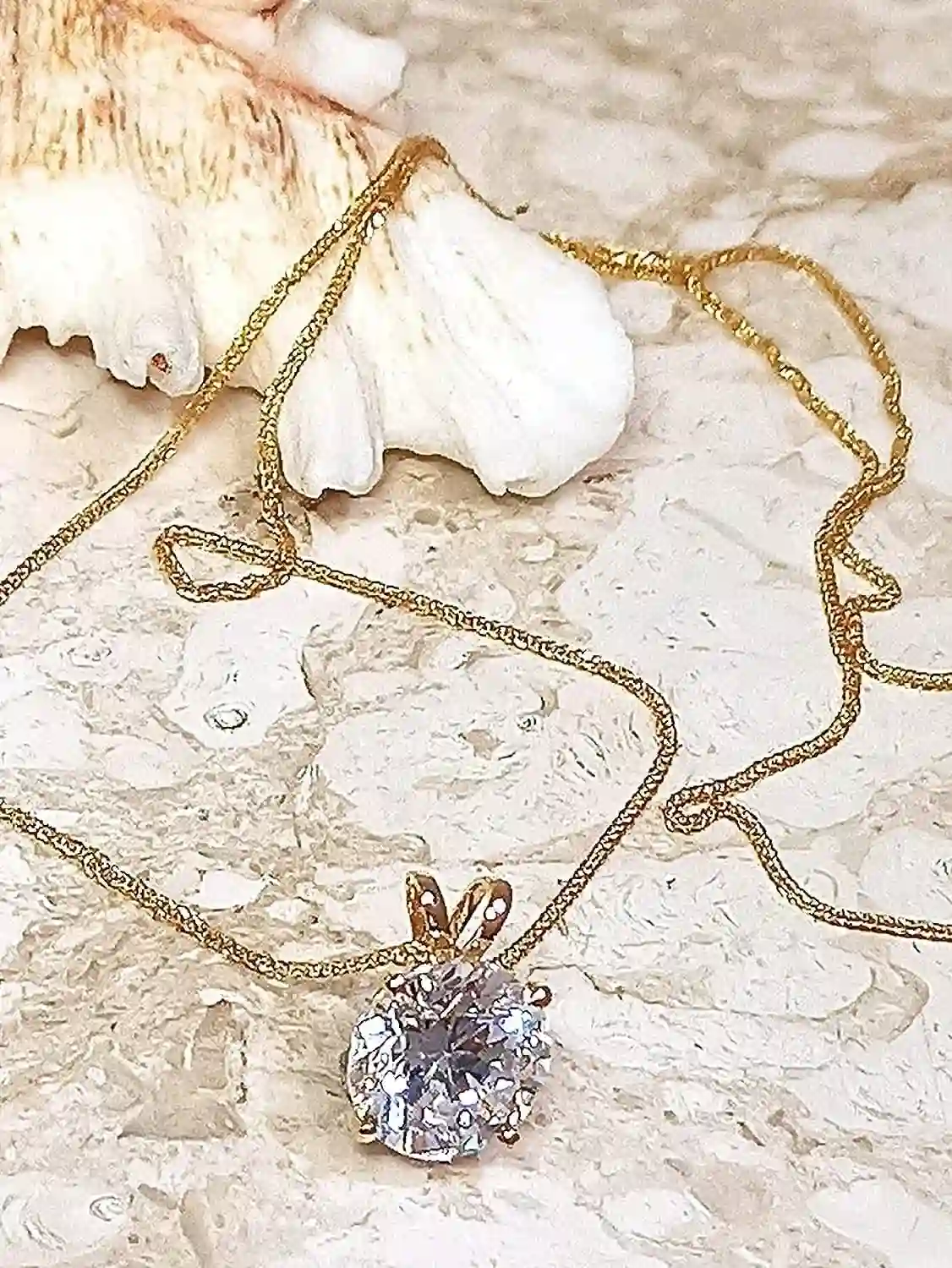 18k Round Yellow Gold Pendant Diamond Necklace anniversary gift for her Round Cut Pendant Ladies Pendant Christmas Anniversary Gift for her 