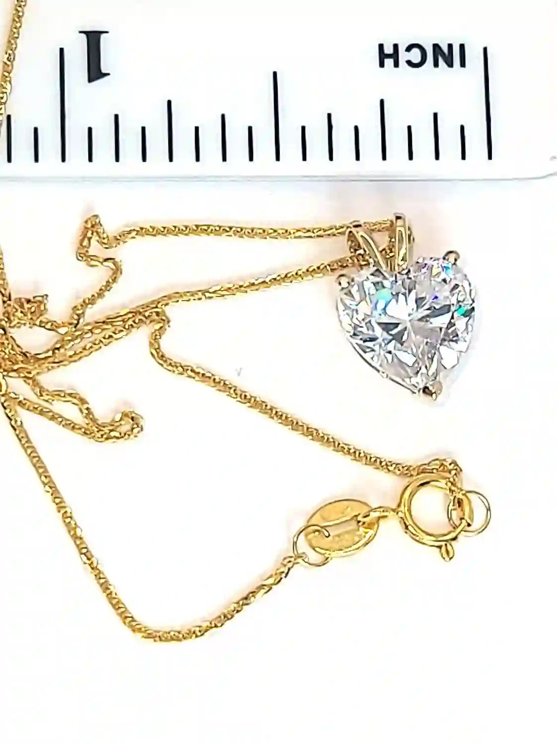 SOLID 18k Yellow Gold, Heart Diamond Solitaire Pendant, Heart Necklace Diamond Pendant, Heart Shaped Diamond Jewelry, Christmas Anniversary 