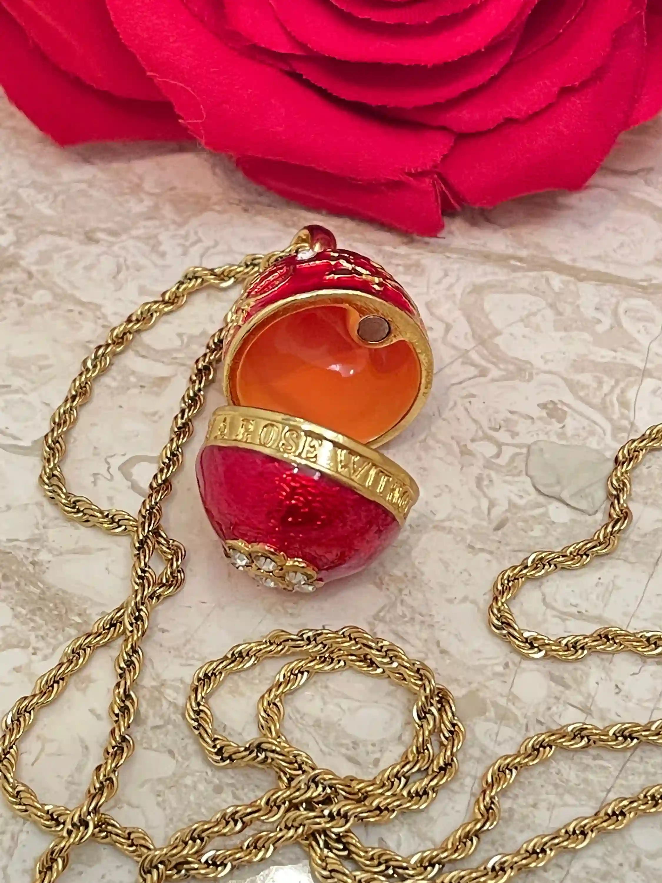 RUBY Red Faberge-Style Egg - Faberge Jewelry - Faberge-Style Egg Pendant & Bracelet - Fabrege Egg Jewelry Set HANDMADE 114 Austrian Diamond Crystals 