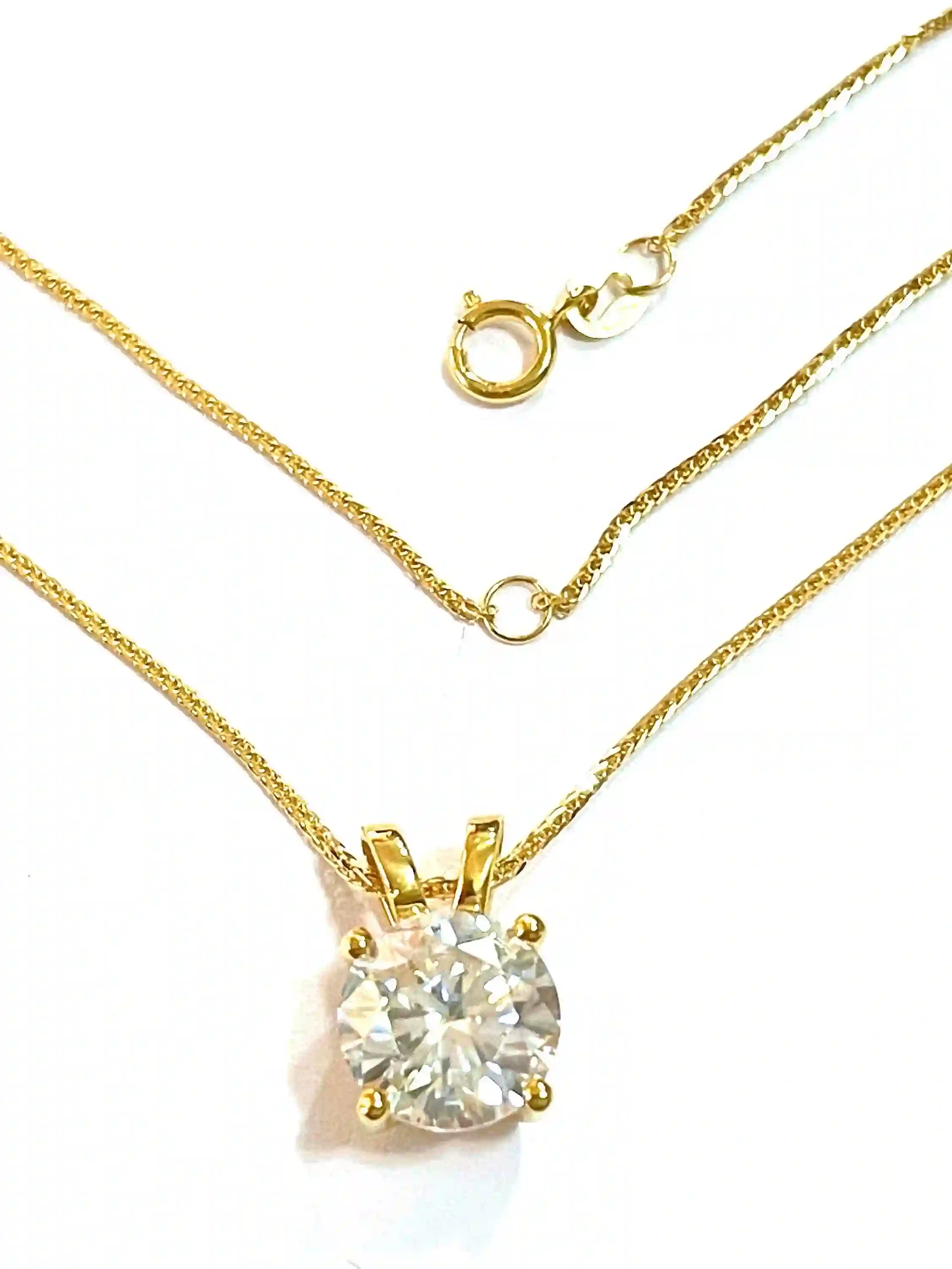 2 carat Diamond Necklace SOLID GOLD 18k Diamond Pendant Luxury Round Solitaire Pendant Fine Jewelry gift for her GRA Certified Diamonds VVS1 
