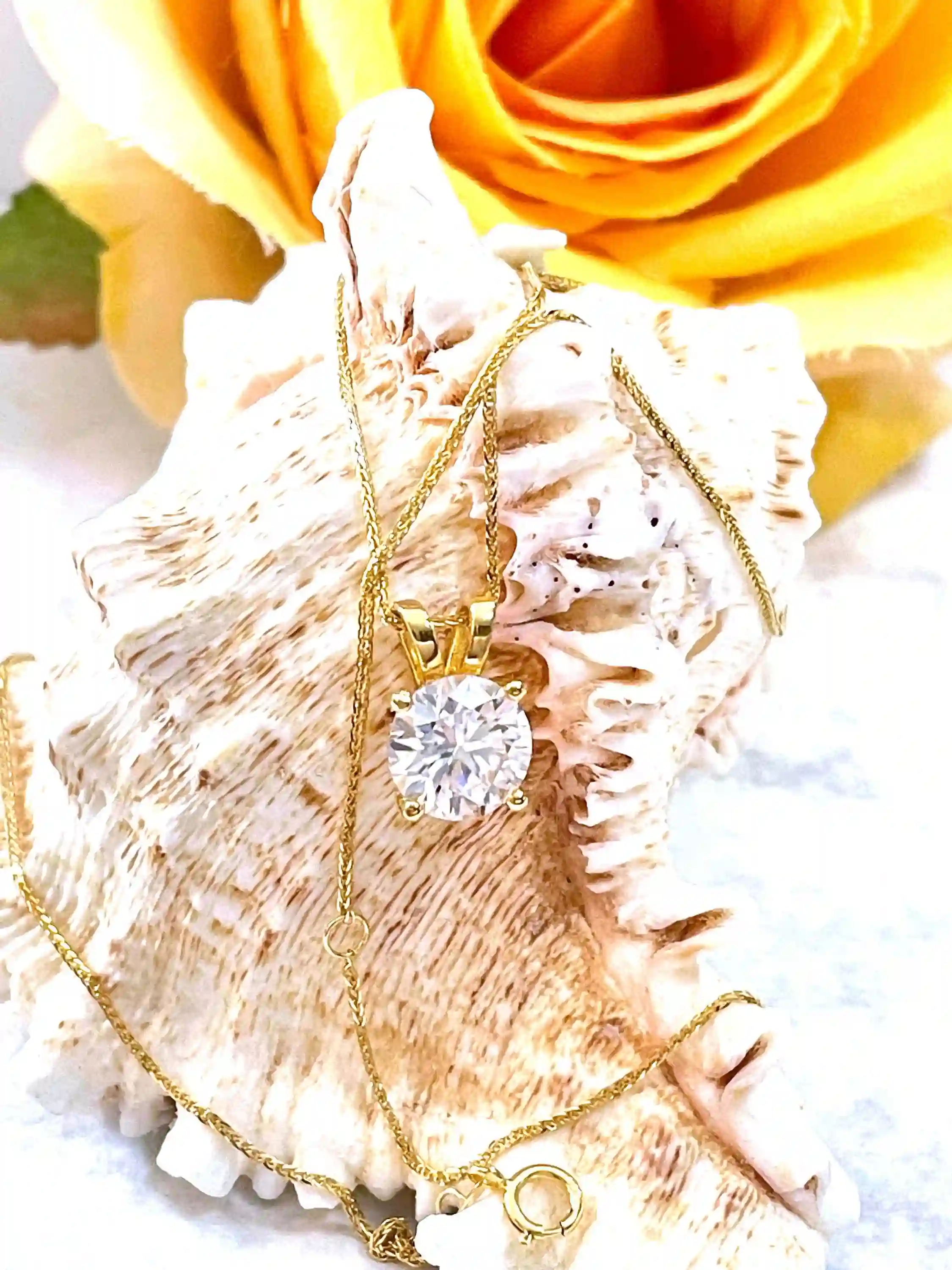 2 carat Diamond Necklace SOLID GOLD 18k Diamond Pendant Luxury Round Solitaire Pendant Fine Jewelry gift for her GRA Certified Diamonds VVS1 