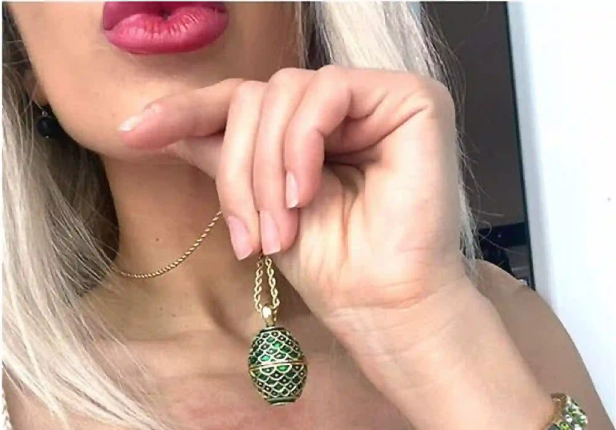 Faberge-Style Easter Egg Unique Gift for Her Green Pendant & Bracelet SET Faberge style Egg Faberge Necklace Handmade Jewellery for Mother's Day 