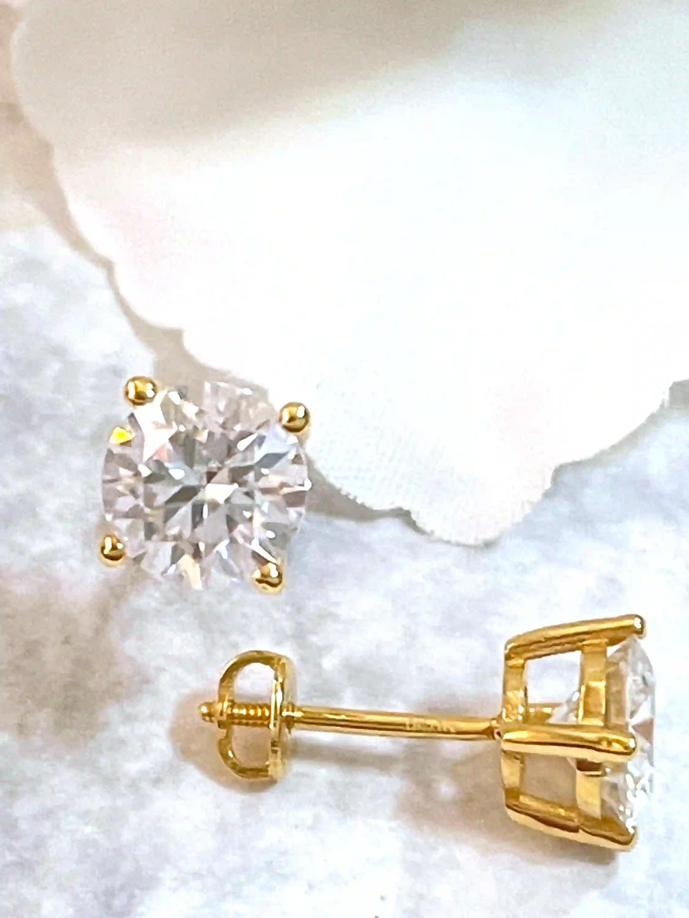 2ct - Solid 18k Gold Jewelry -Diamond Earrings, Round Diamond Studs, Solitaire Earrings, Anniversary Gift for her, Diamond Everyday Earrings 