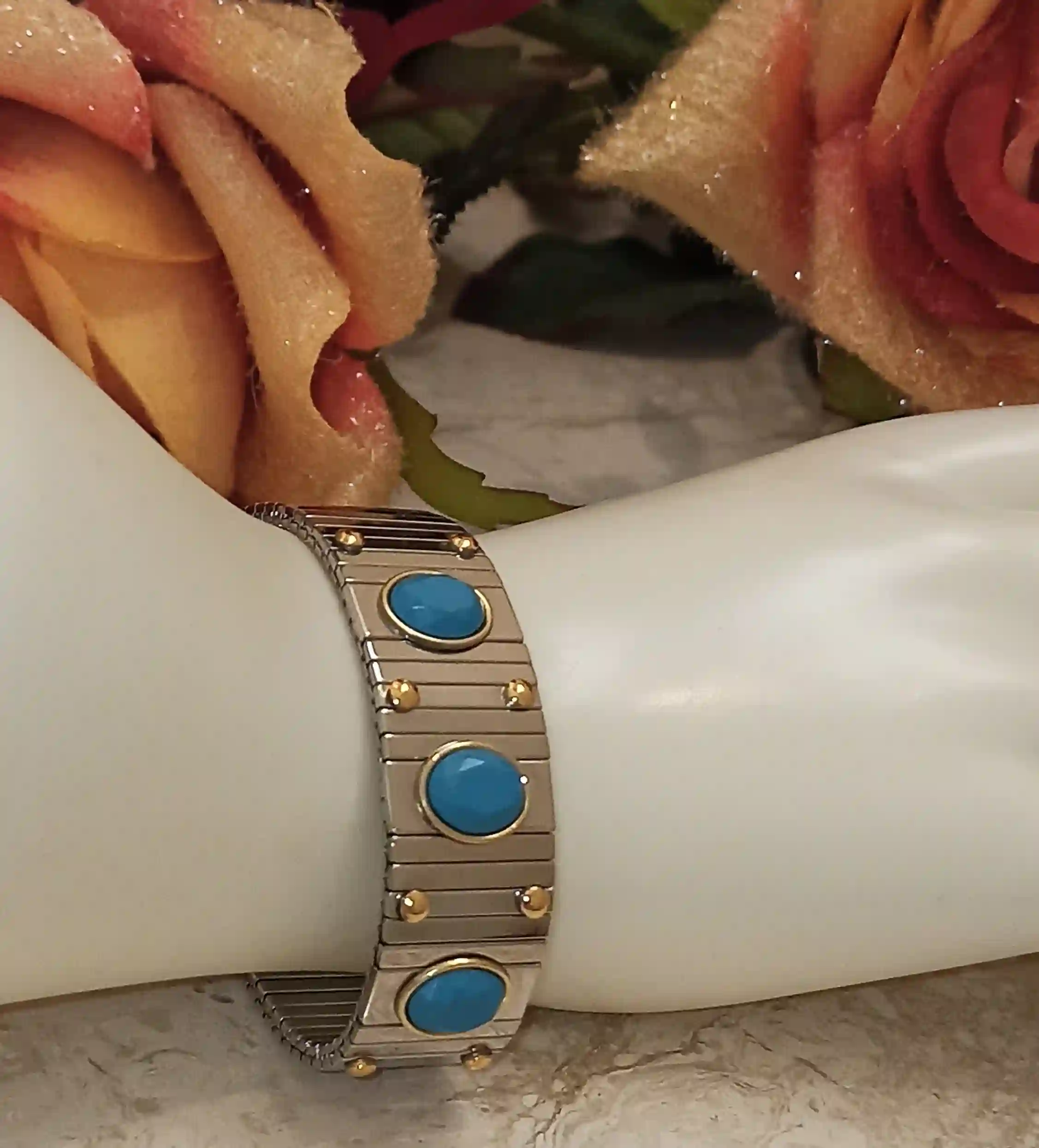 9ct Aquamarine Bracelet Ring SET 19mm SILVER Swarovski Blue Gemstone Bracelet Jewelry/ HANDMADE Jewelry for women/March Birthstone/Gift Idea 