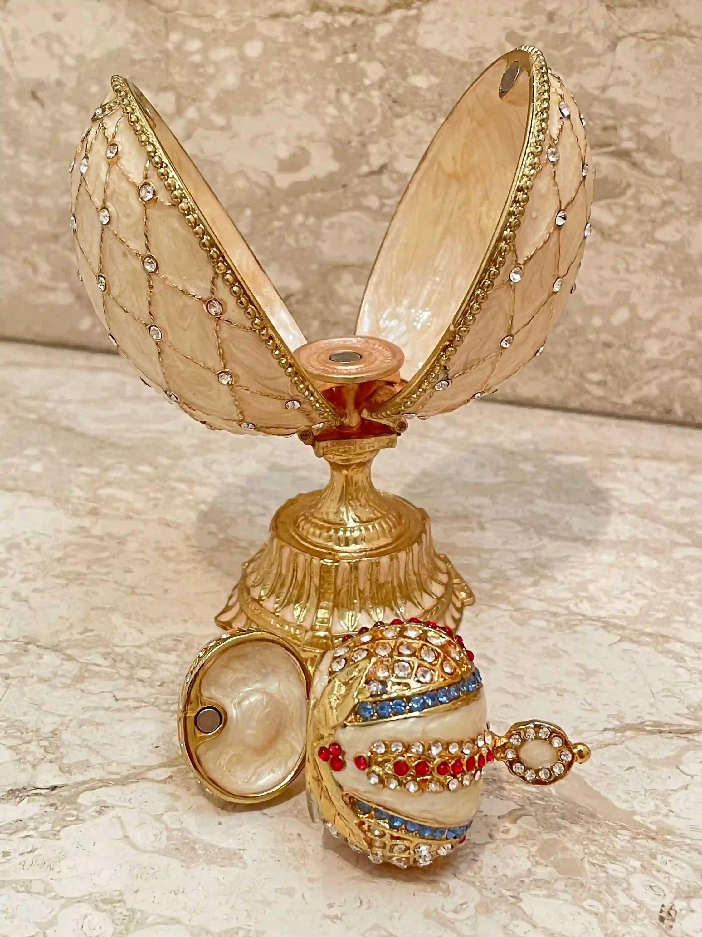 Faberge Egg HANDMADE 333 Austrian Crystals Jeweled Crown Trinket for men Faberge Egg Gift for Him Trinket Grad Gift Husband Anniversary Men 