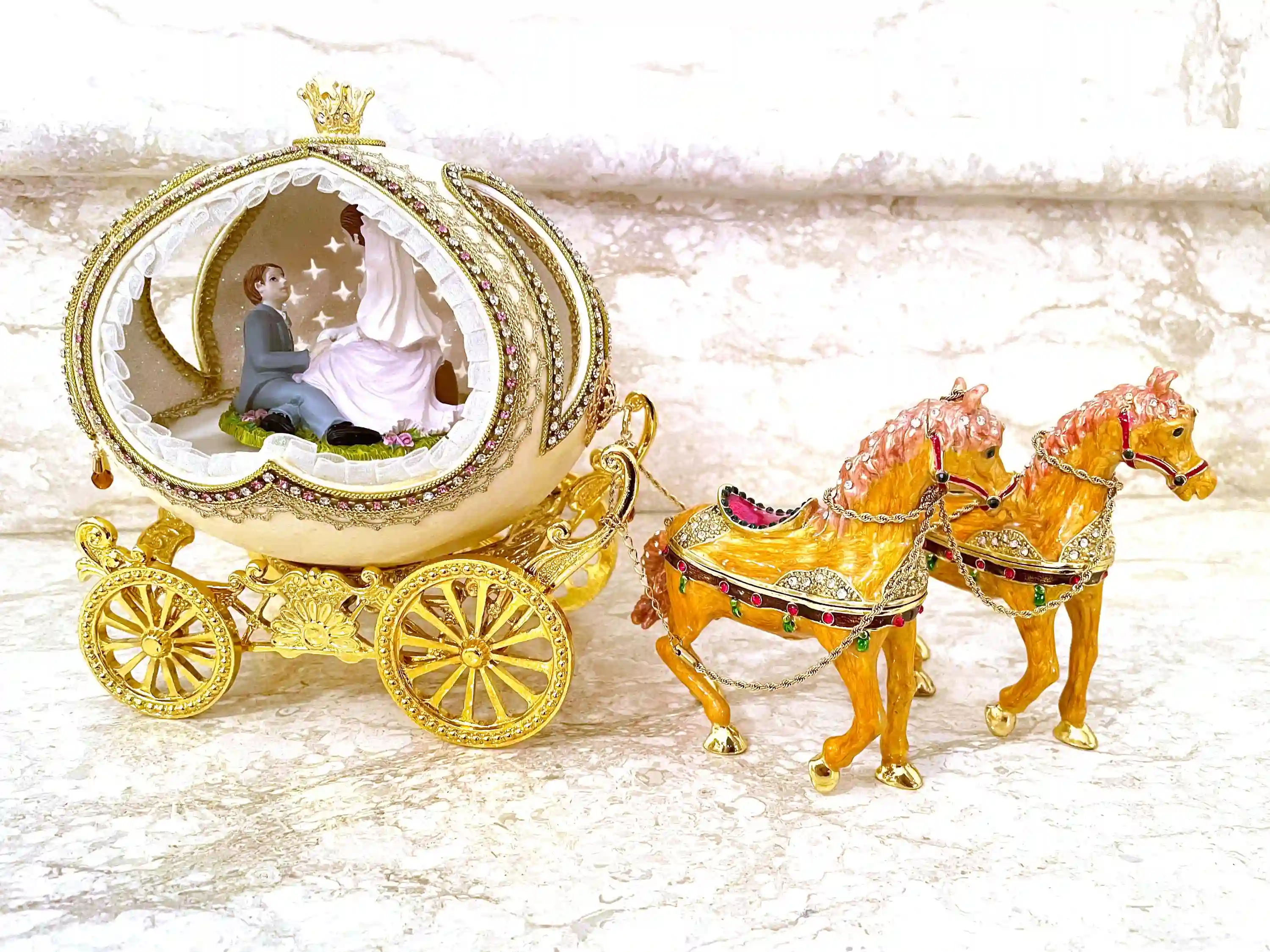 Ostrich LARGE Egg- Faberge Egg Music Box, Proposal Idea,HANDCARVED REAL Egg, Faberge egg Art, Newly Wed Gift to bride, Wedding gift from Dad 