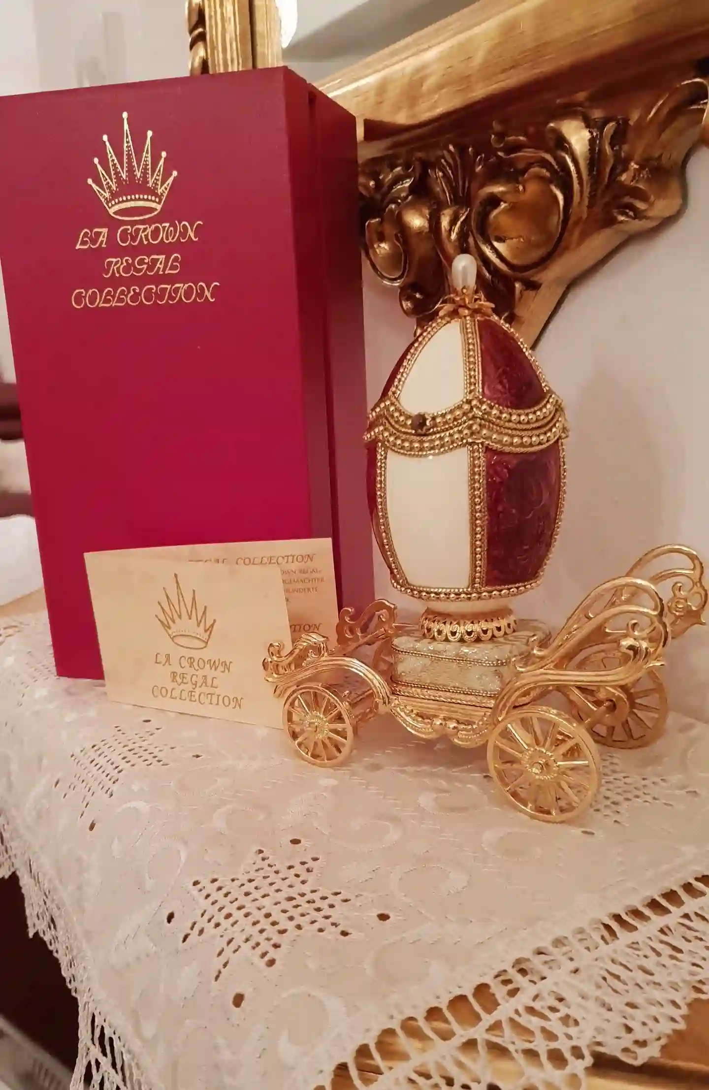 Faberge-Style egg 2001 VINTAGE 24k Musical Faberge Egg style Trinket Natural Egg Ring box Gift Faberge Wedding Proposal Engagement Anniversary 