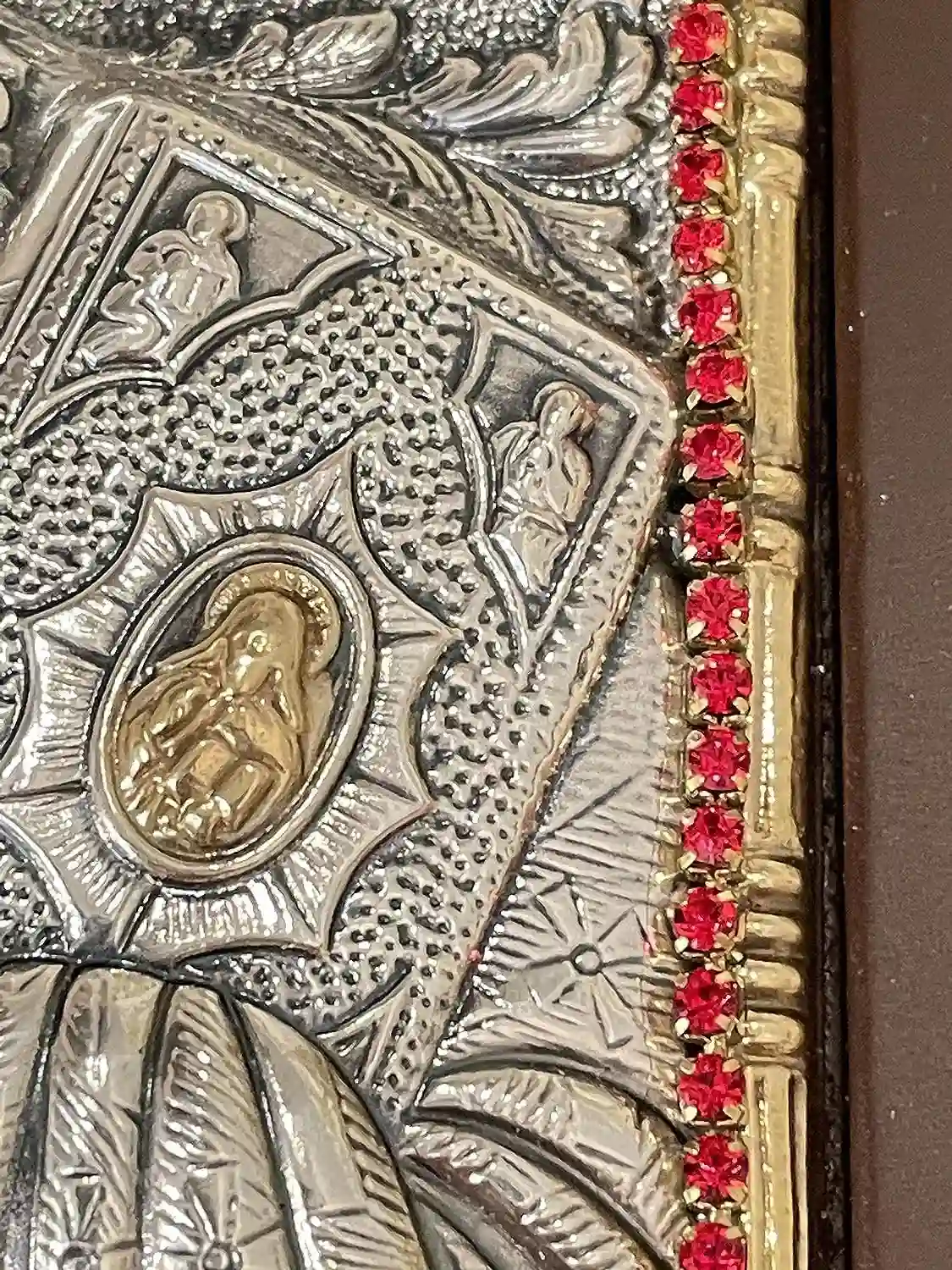 Saint Nicholas Icon Christian gift Byzantine Icon St Nicholas Icon Patron of Children Greek Orthodox Icon PURE SILVER Gem Handpainted Icon 