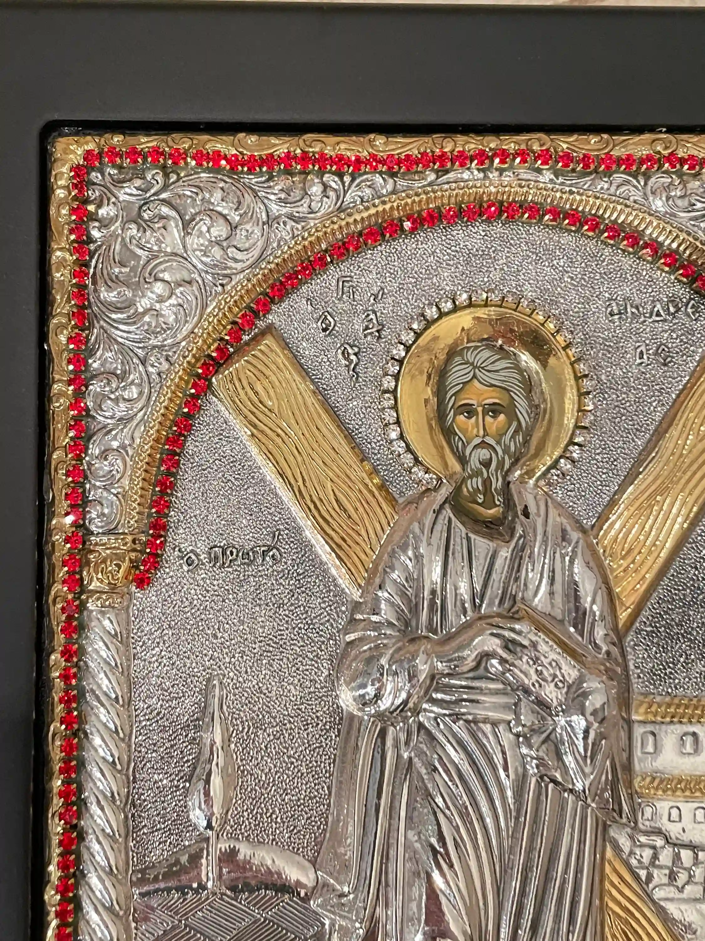 Saint Andrew the Apostle, Christian Icon, SOLID SILVER Icon, Christian Birthday gift, St Andrew Icon, Byzantine Gold Icon, HANDPAINTED Icon 