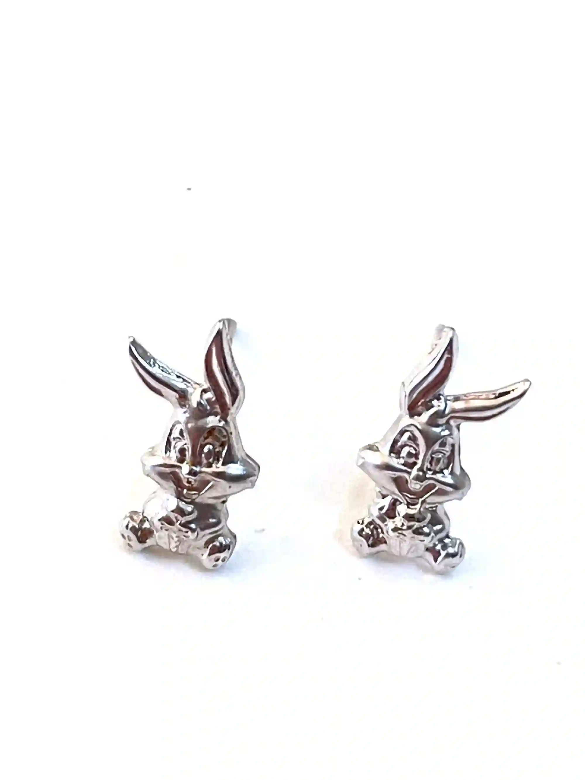 Original Bugs Bunny Looney Toons Earrings Bunny Earrings Studs 18k White Gold Earrings Warner Bros Rabbit Earrings Studs Girls Birthday Gift 