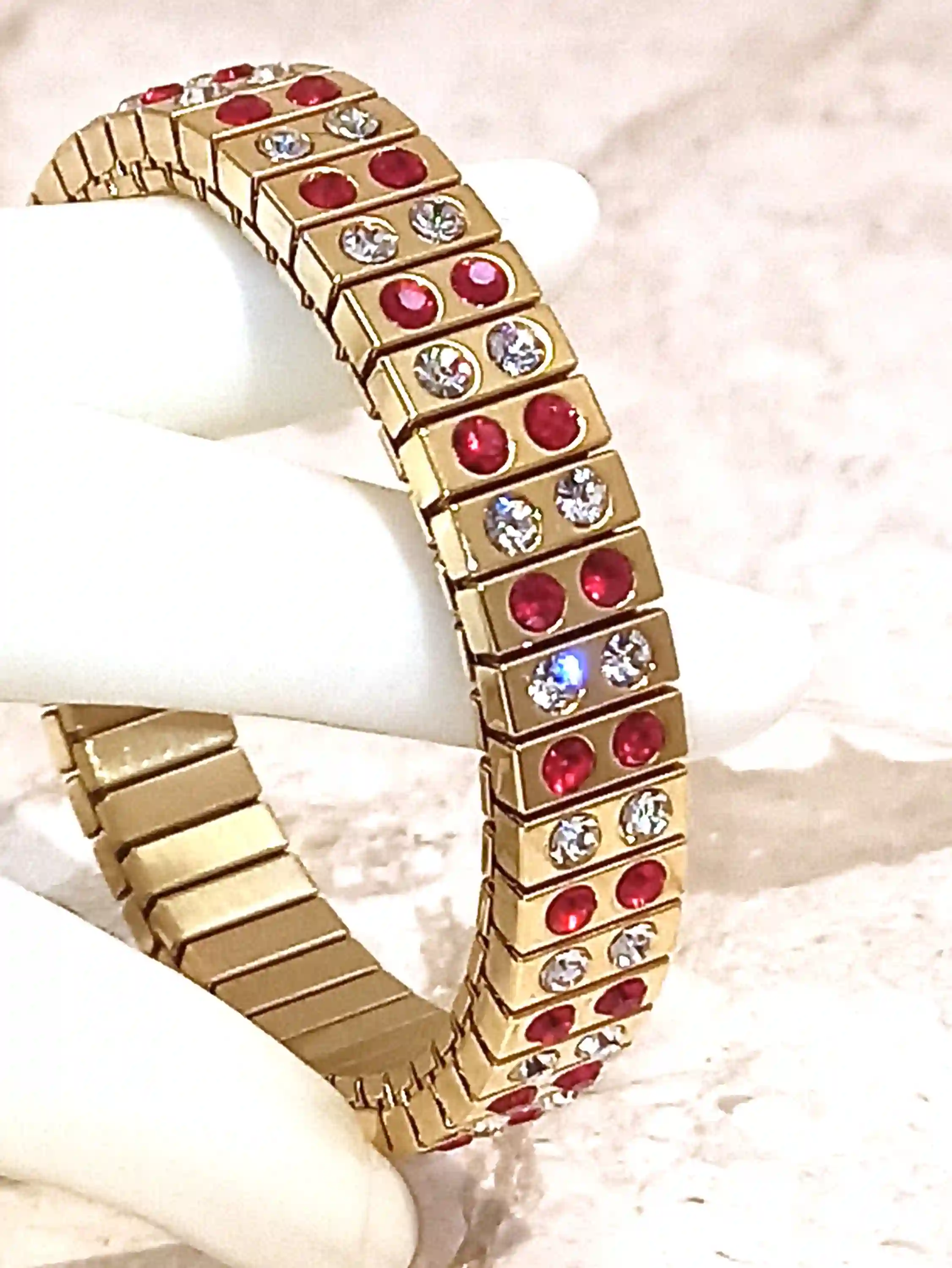 Ruby Bracelet, Handmade Ruby Jewelry, 24k GOLD 96 Handset Swarovski Crystal Ruby 2ct, Bracelet, Gemstone Bracelet, Anniversary Gift for her 