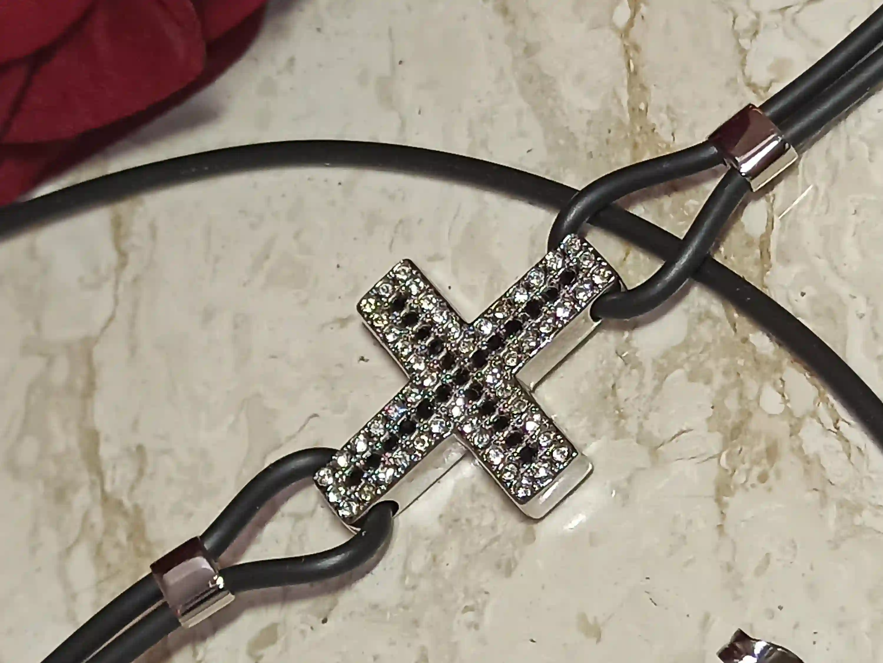 SILVER Modern CROSS Necklace set for women Swarovski Diamonds 1.64ct/Christian Jewelry/Cross Pendant Necklace Bracelet Earrings Silver Gift 
