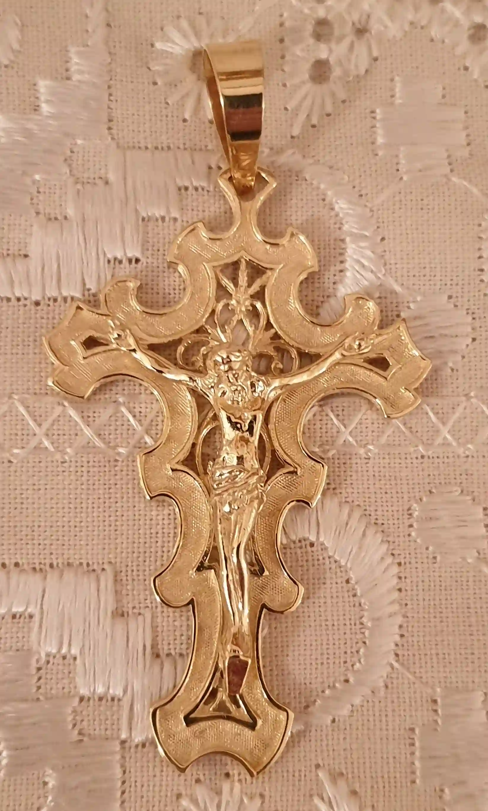 Rare 18k Solid LARGE Gold Cross Pendant Women/BYZANTINE Cross Pendant Gift/Religious Jewellery Crucifix for woman/HANDMADE Christian Jewelry 