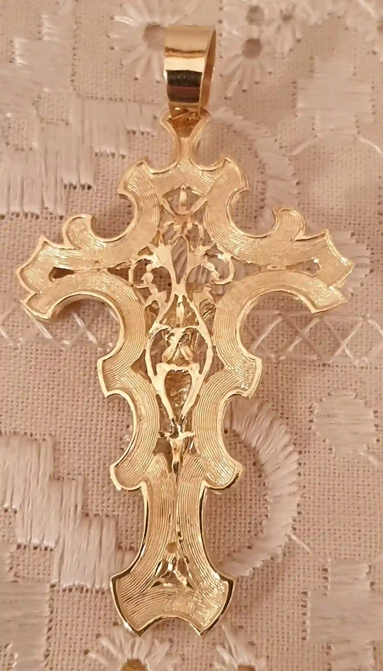 Rare 18k Solid LARGE Gold Cross Pendant Women/BYZANTINE Cross Pendant Gift/Religious Jewellery Crucifix for woman/HANDMADE Christian Jewelry 