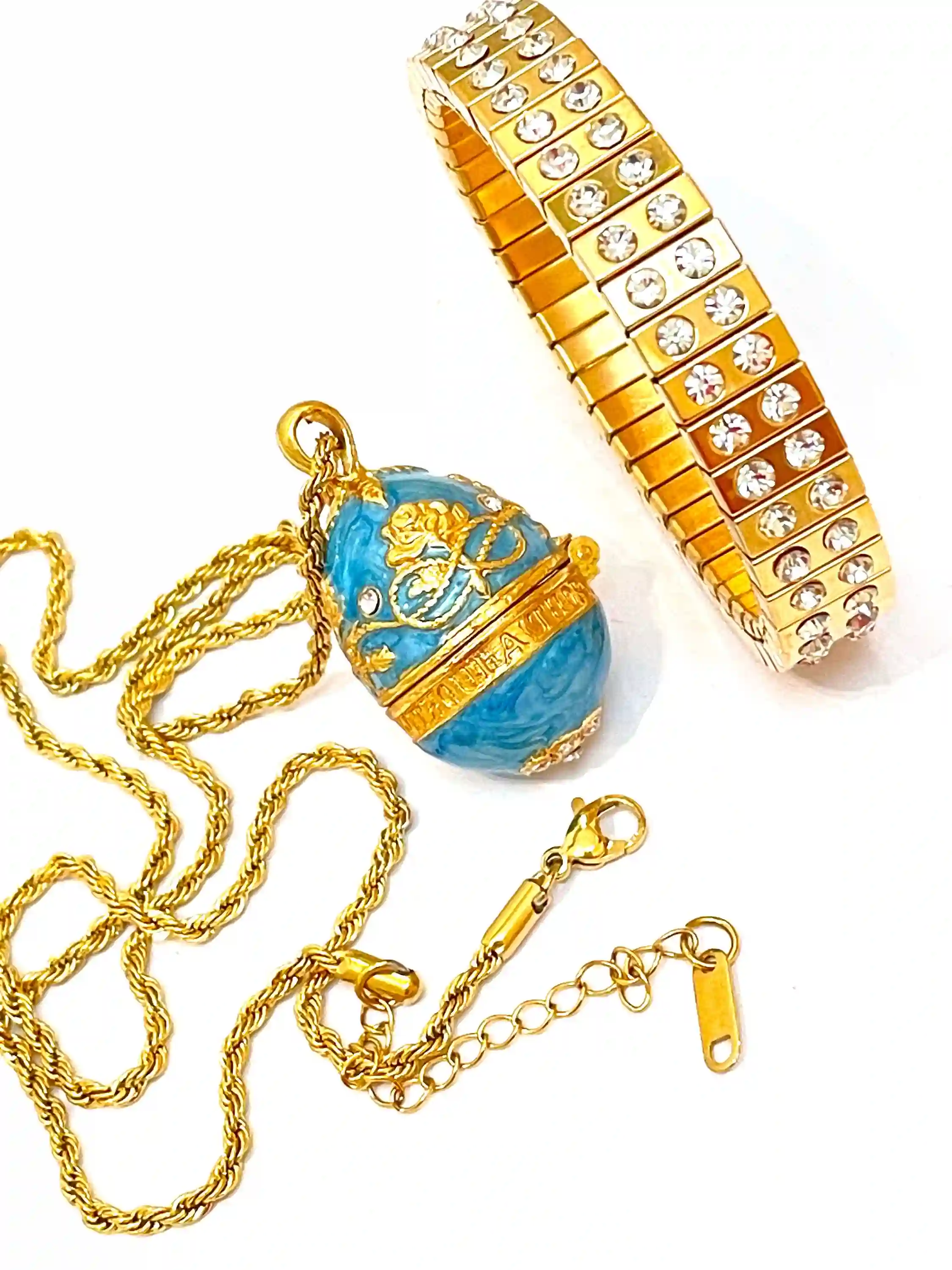 London Blue Topaz December Birthstone Anniversary Birthday Gift for her - Faberge Egg Necklace Pendant Silver Gold Pendant Jewelry for women 