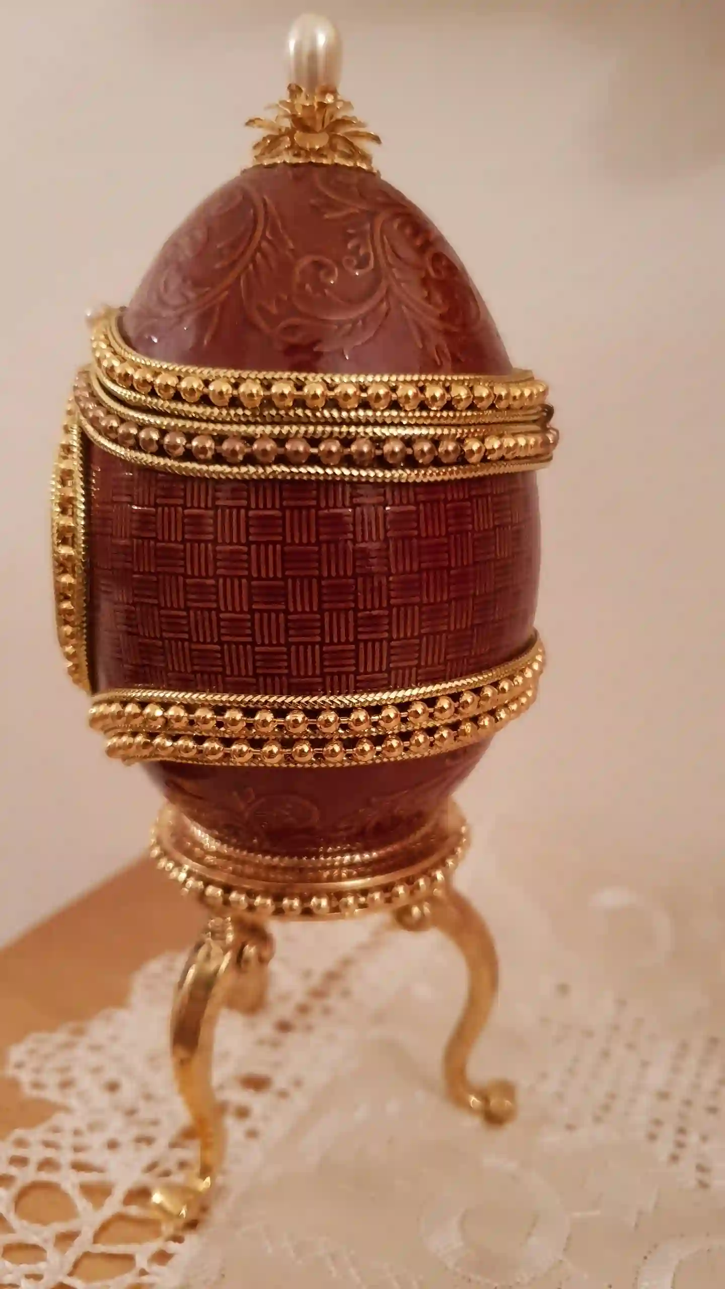 1990 FABREGE style Antique Egg Box Clock VINTAGE Faberge egg Gift for Father in law Faberge Egg Father of Groom Gift from Son Grandfather 