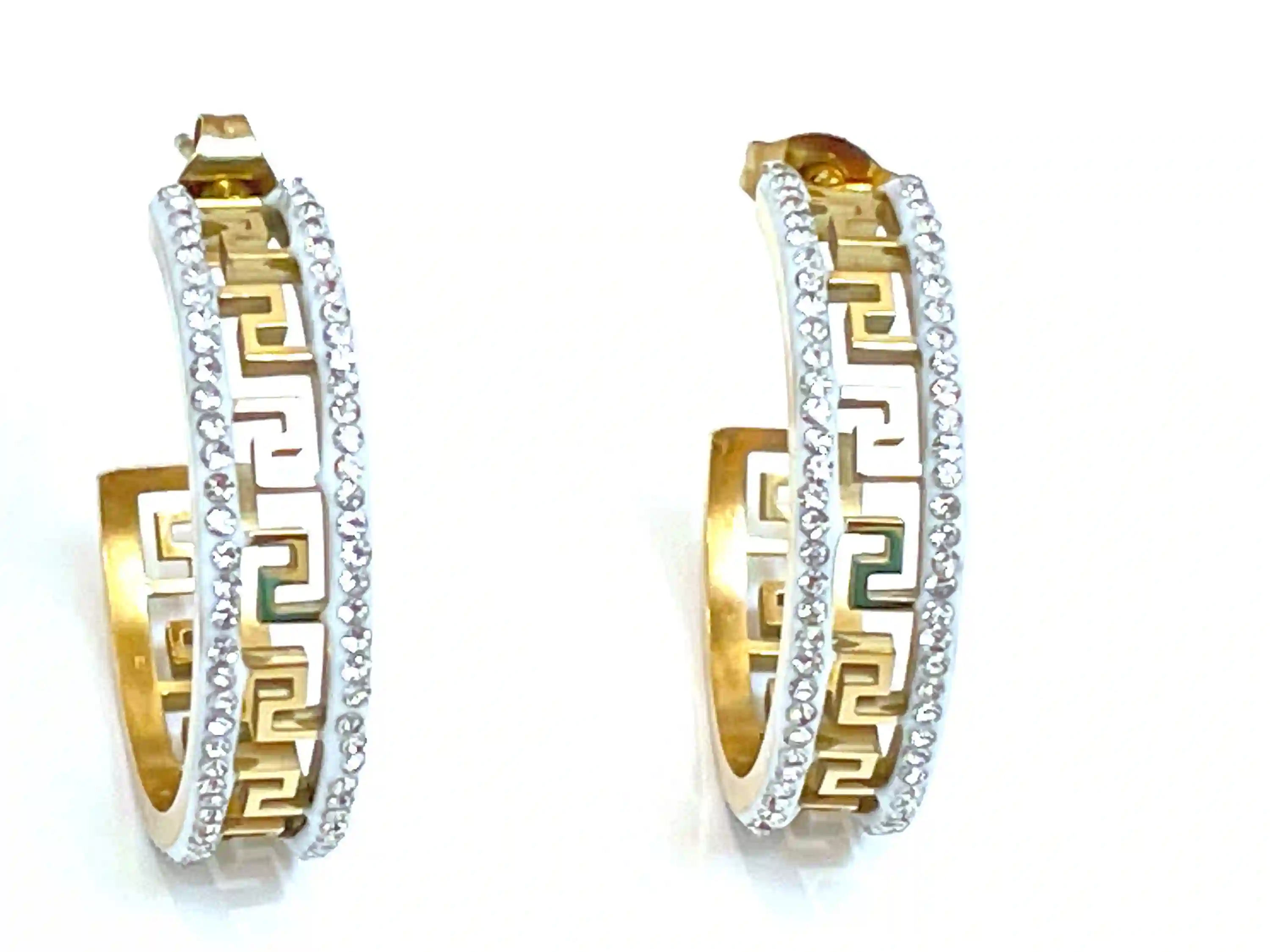 18Kt Yellow Gold SET Ancient Greek Jewelry Greek Meander Set Greek Key Bracelet + Greek Key Earrings Greek Jewellery GOOD LUCK Infinity Gift 