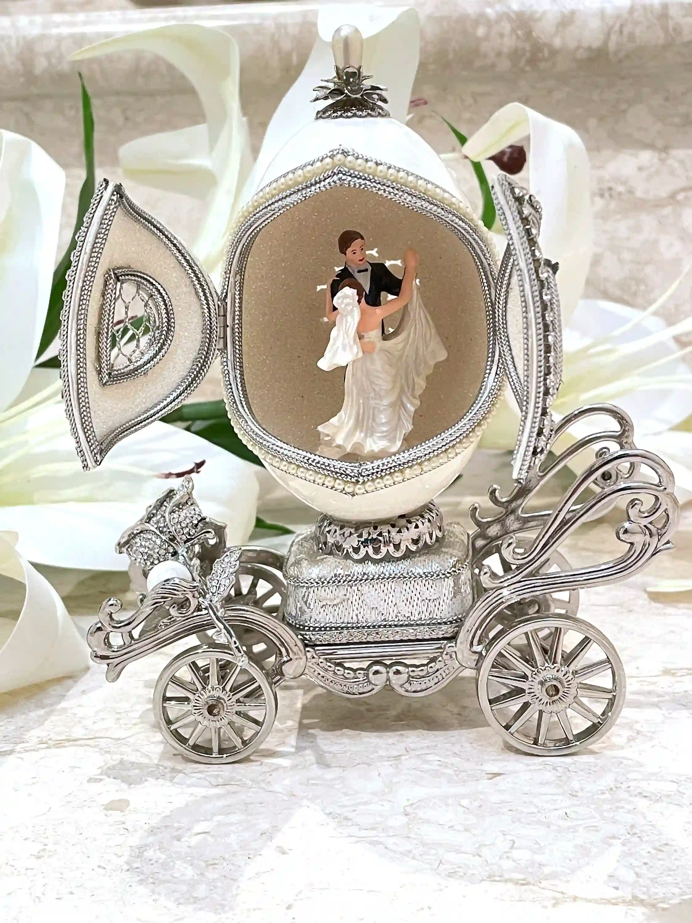 Faberge Egg Antique Imperial Faberge Style Egg 1989 Gift for wife 35year Anniversary gift Bride Wedding day Bridal shower gift for daughter 