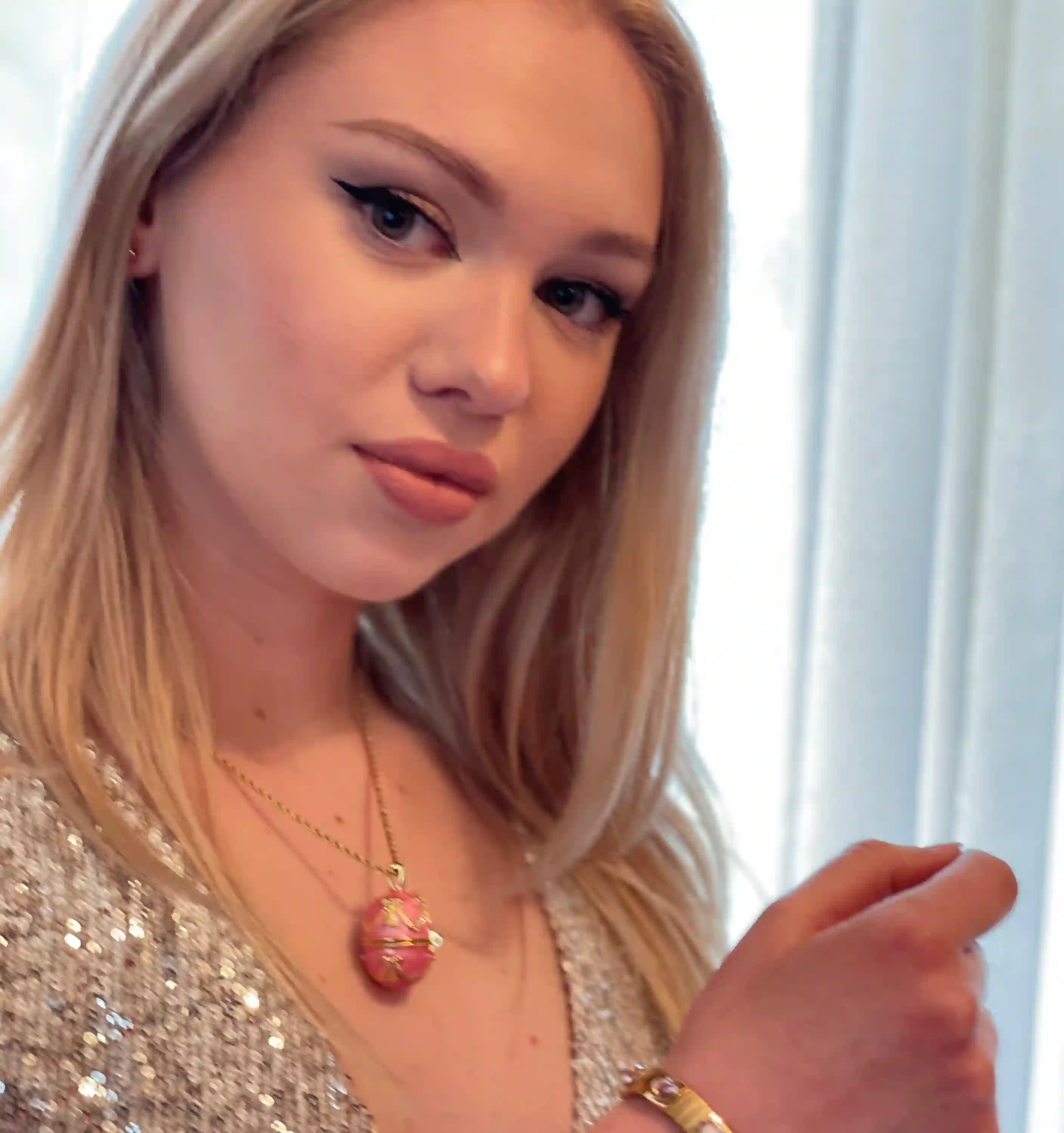 Faberge - 24k Gold Handmade - Faberge Egg pink Necklaces SET - Faberge Easter Egg Pendant - Faberge egg Jewelry for Ladies -Egg Locket Gift 