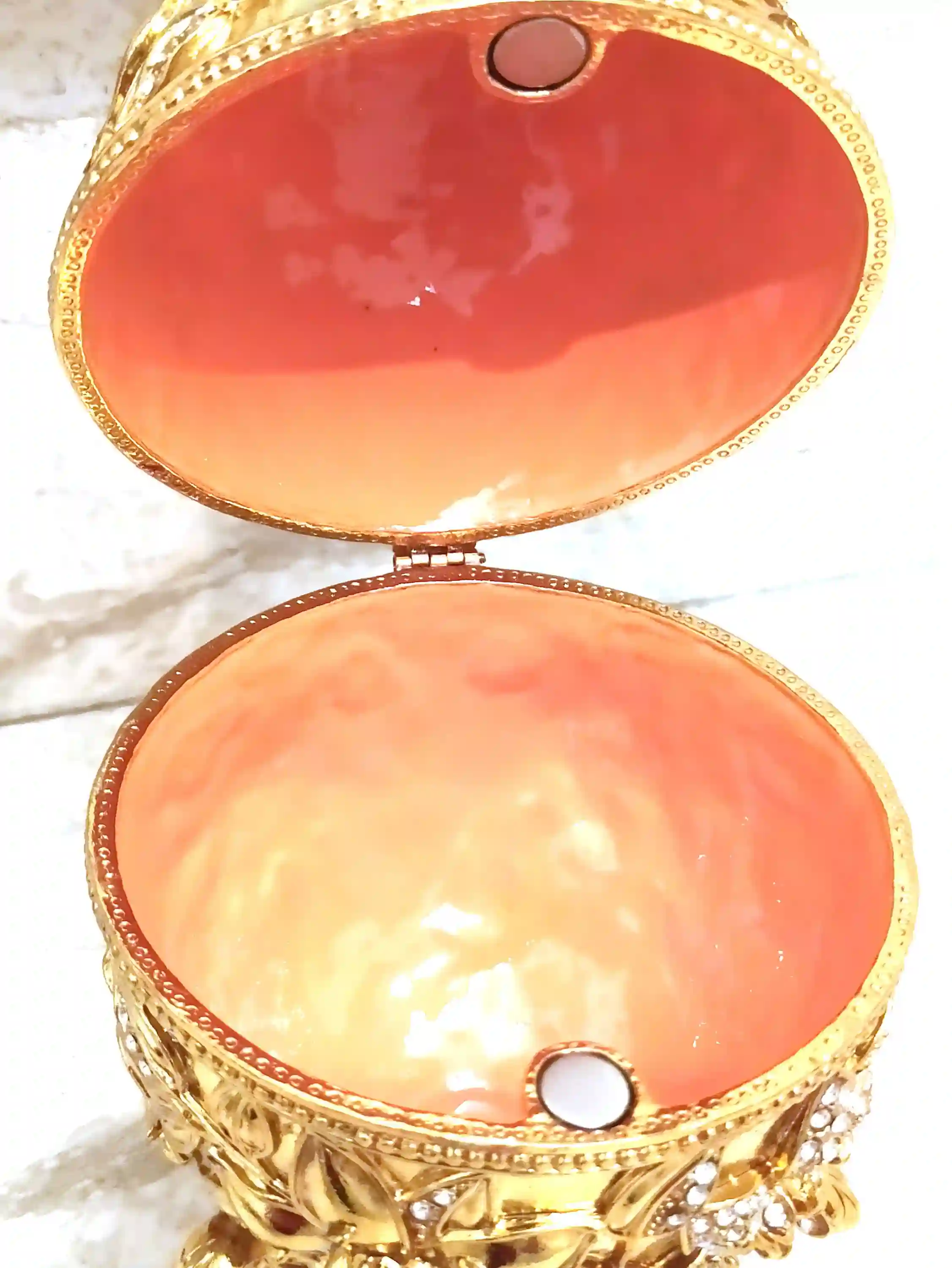 Egg Faberge-Style, Luxury Wedding Gift, POMEGRANATE, Faberge egg style, Pomegranate Ring Box, 24K GOLD, Pomegranate Ornament, 450 Diamonds 10ct 