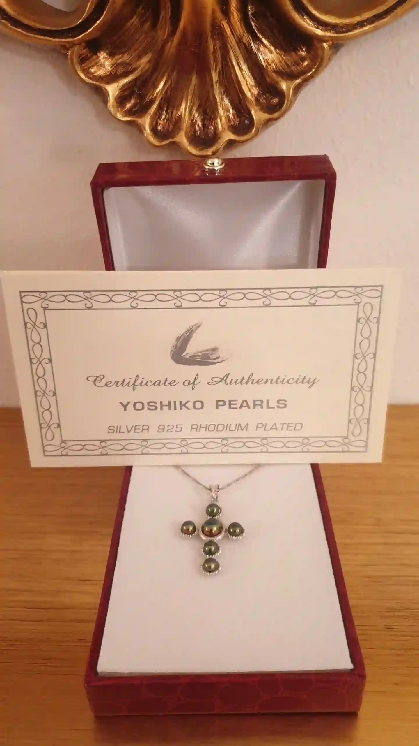 Tahitian Pearl cross solid silver 925 white gold rhodium plated authentic pearls HAND MADE TWO interchangeable solid silver 925 chains 