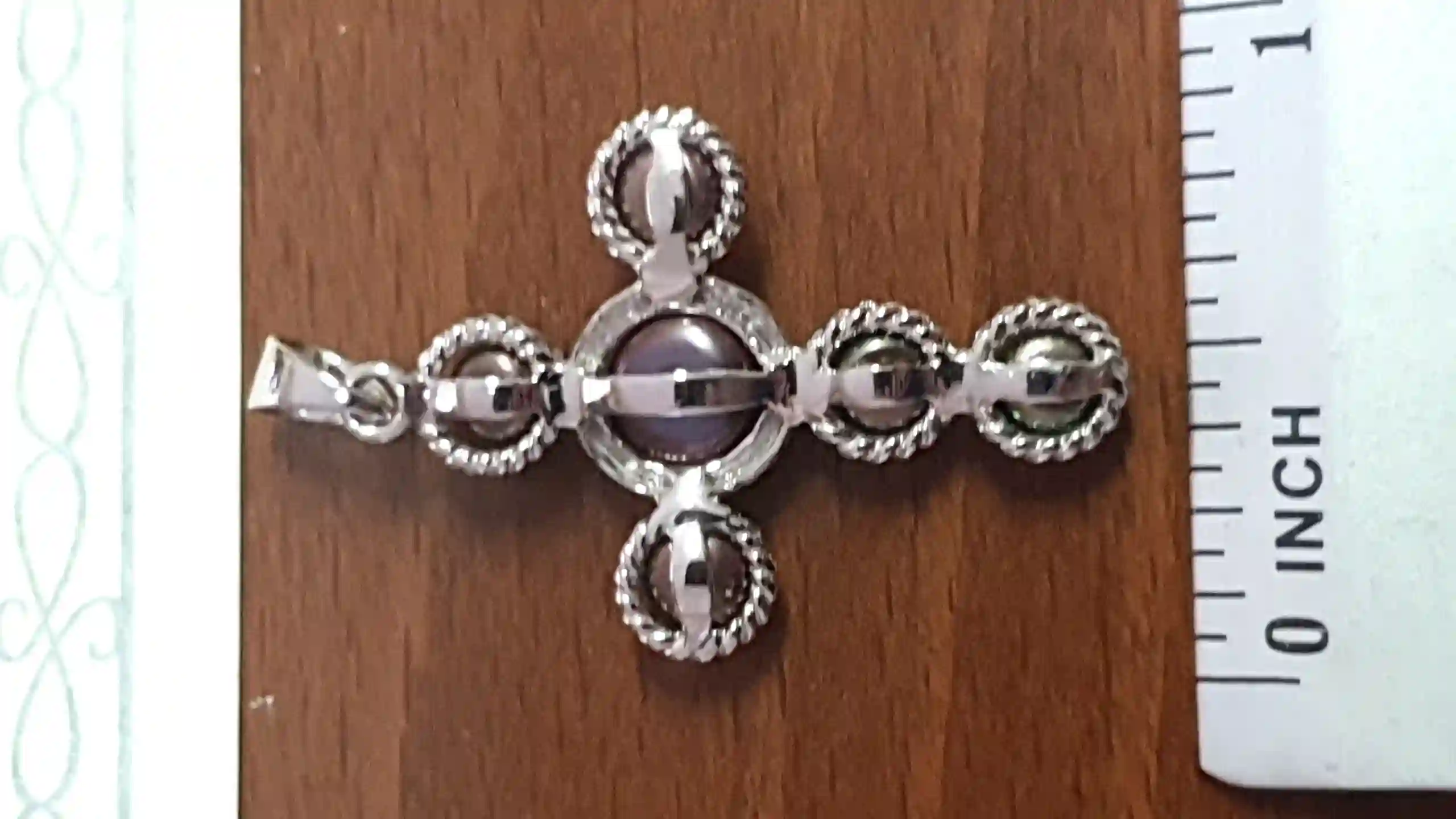 Tahitian Pearl cross solid silver 925 white gold rhodium plated authentic pearls HAND MADE TWO interchangeable solid silver 925 chains 