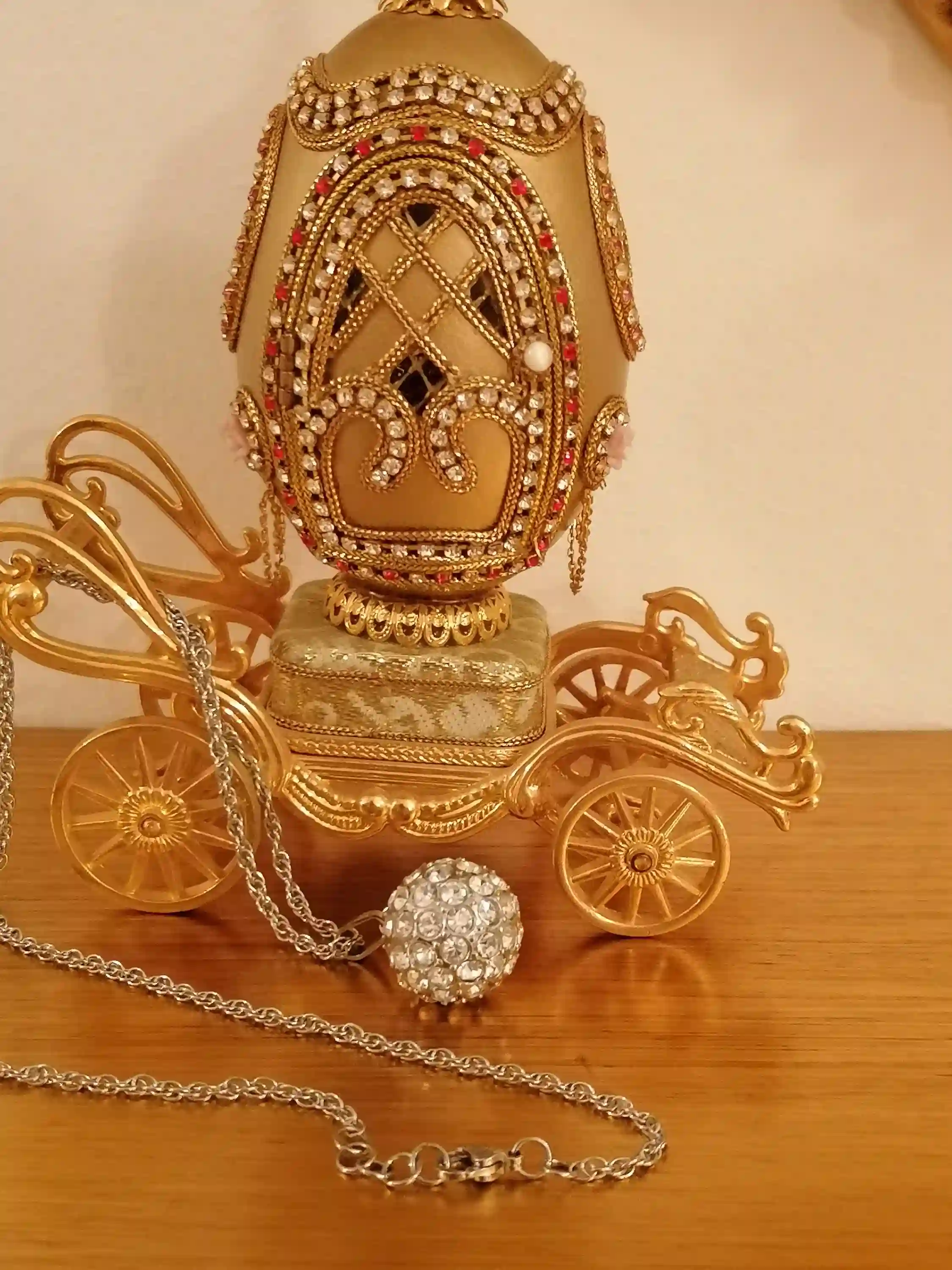 FABERGE-Style pendant style Handmade Jewelry Faberge egg Birthday jewellery gift for her 50 Austrian Diamond Crystals HANDSET Silver Tarnish free 