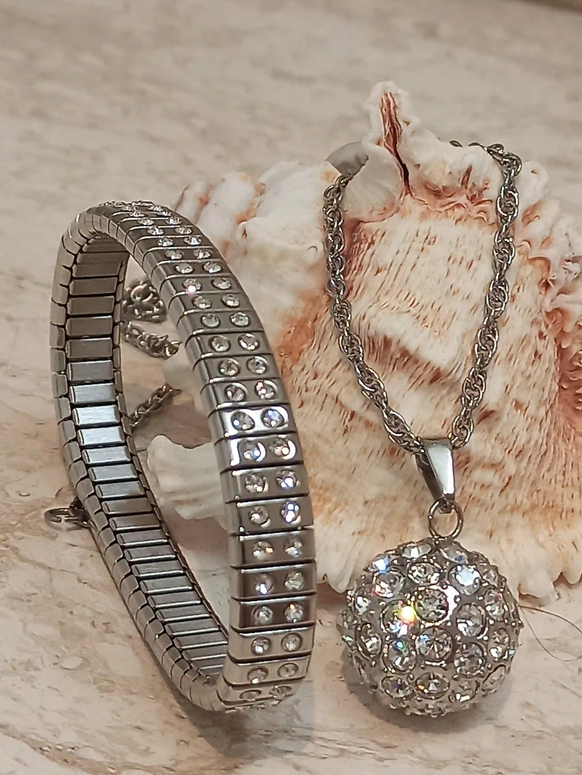 Large Swarovski Ball Pendant Necklace Earring and bracelet set,Mother of the bride Gift from daughter, Mombirthday Present. Silver Jewellery 