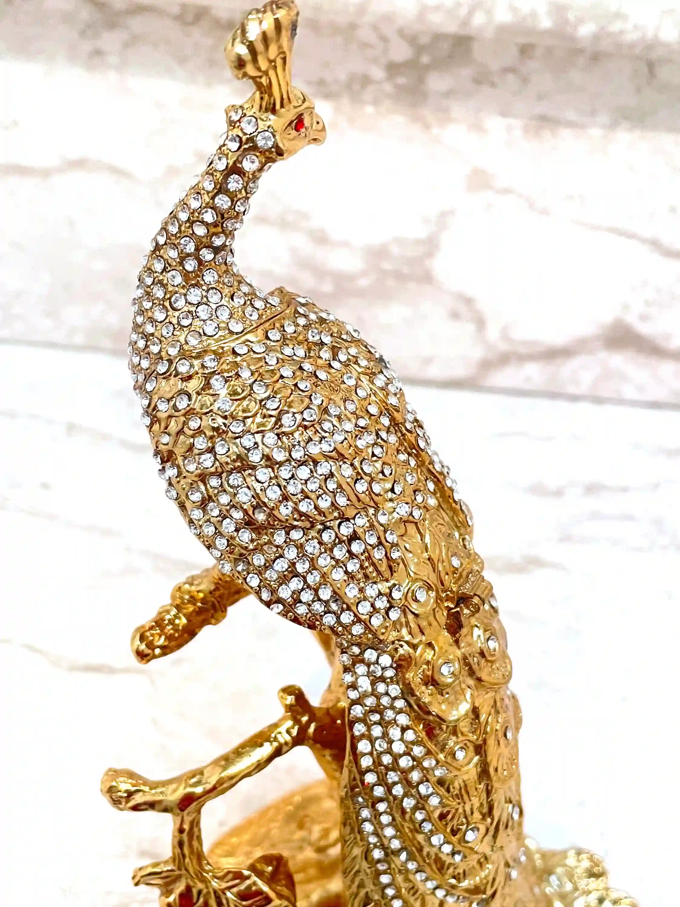 Limited Edition Pure Gold Decor Peacock HANDMADE LARGE Faberge style Egg Luxury Jewelry box Faberge Egg 840 Swaroski Diamond Handset Mothers day gift 