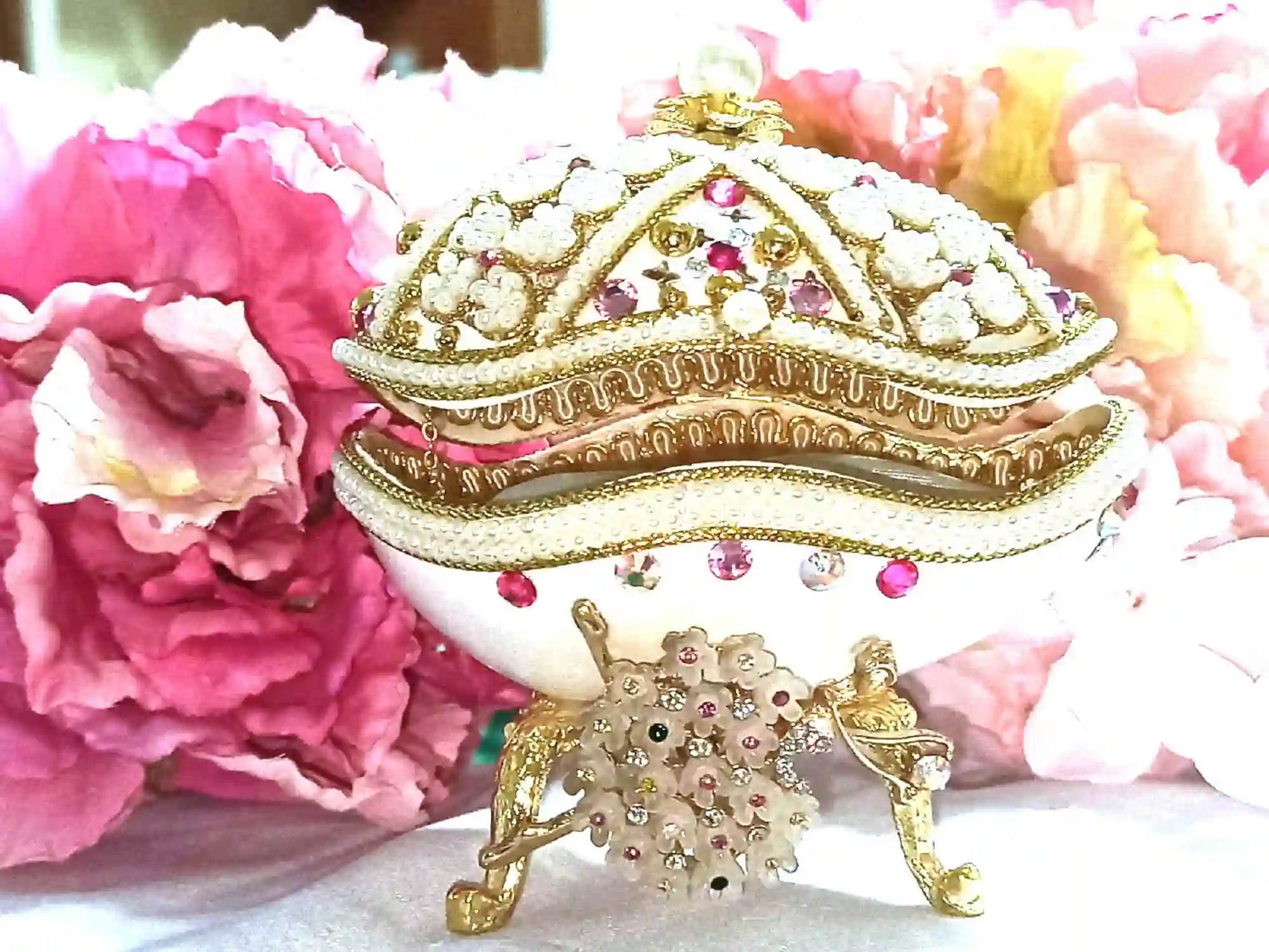 Faberge-Style Egg Ballerina Music Box LUXURY Baby Shower Gift for Newborn Girl Faberge Style Egg 24KGOLD Baptism Jewelry Box Girl Bday present 