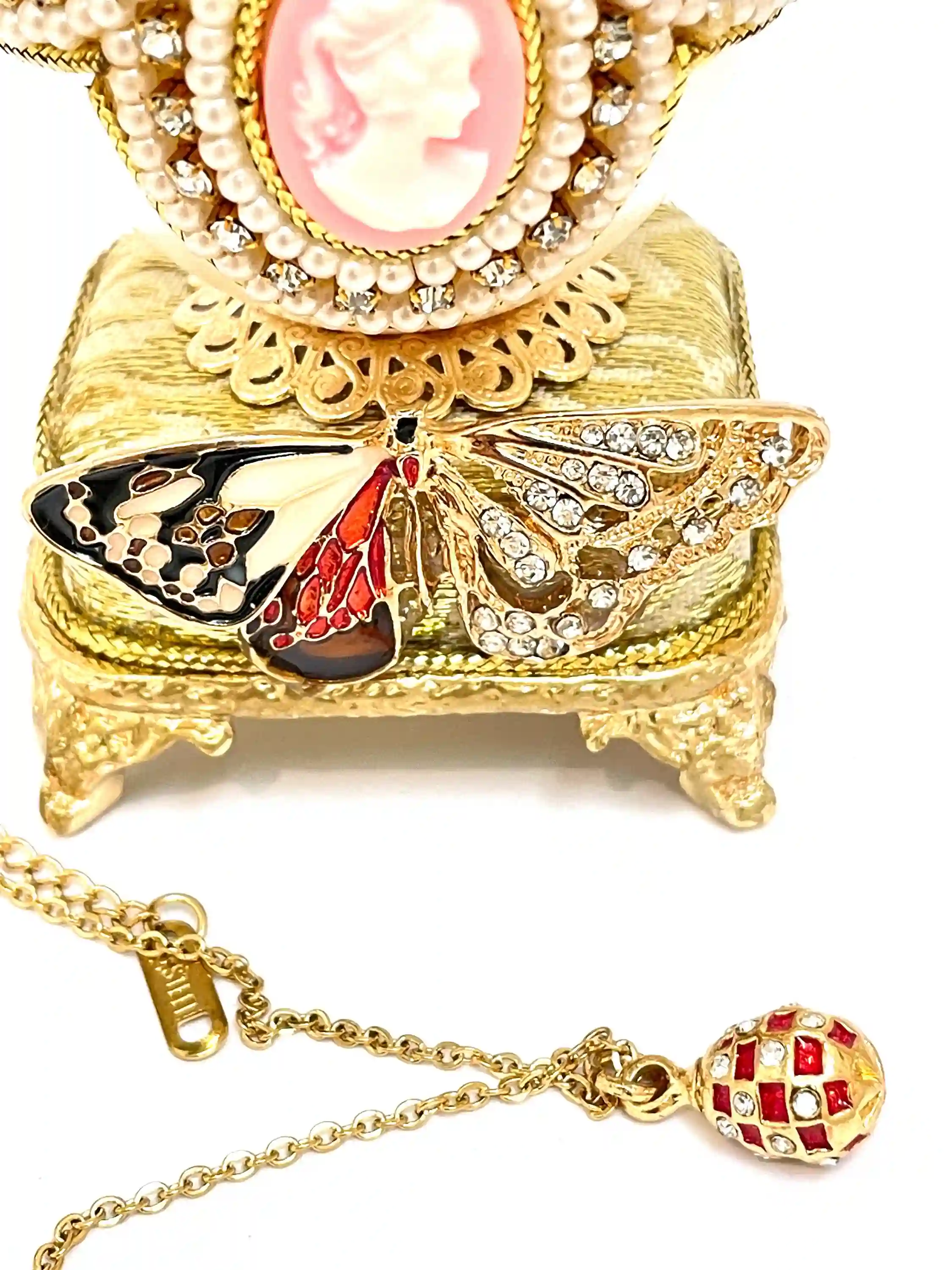 ONE Of a Kind Vintage Faberge-Style Egg Ring Box Faberge egg 25th Birthday Anniversary Gift for her Fabrege egg Christmas gift Faberge Musical egg 