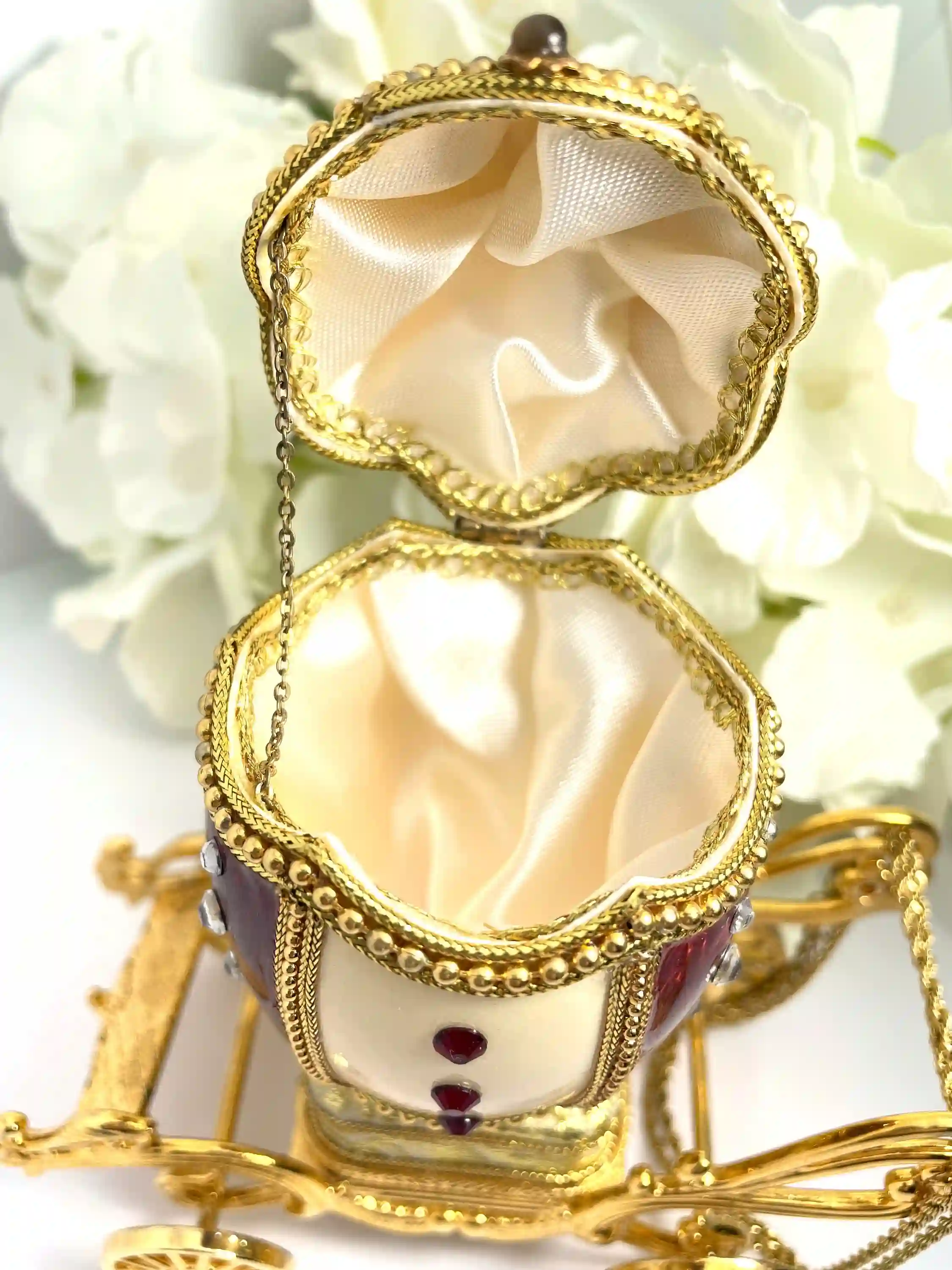 Antique - ONE Of a Kind - Faberge-Style Egg style - Black Beauty gift - HAND Carved - Faberge Egg Music box - 24k GOLD - Mother's Day - Faberge 
