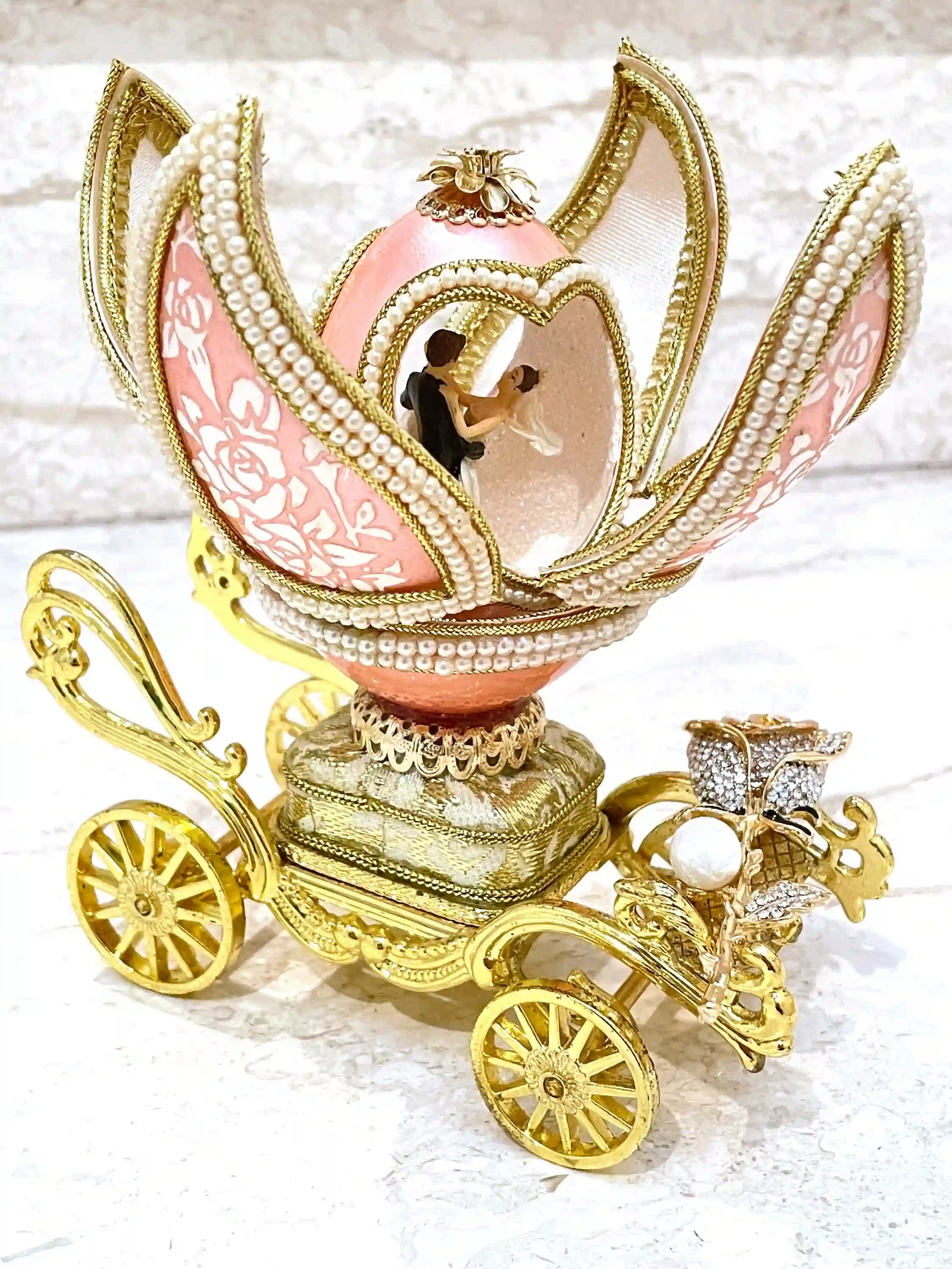 One Ofa Kind Faberge-Style Egg Imperial Egg Antique 1983 Faberge Egg Handcarved Musical Faberge egg Unique gift for wife 40th Birthday Anniversary 
