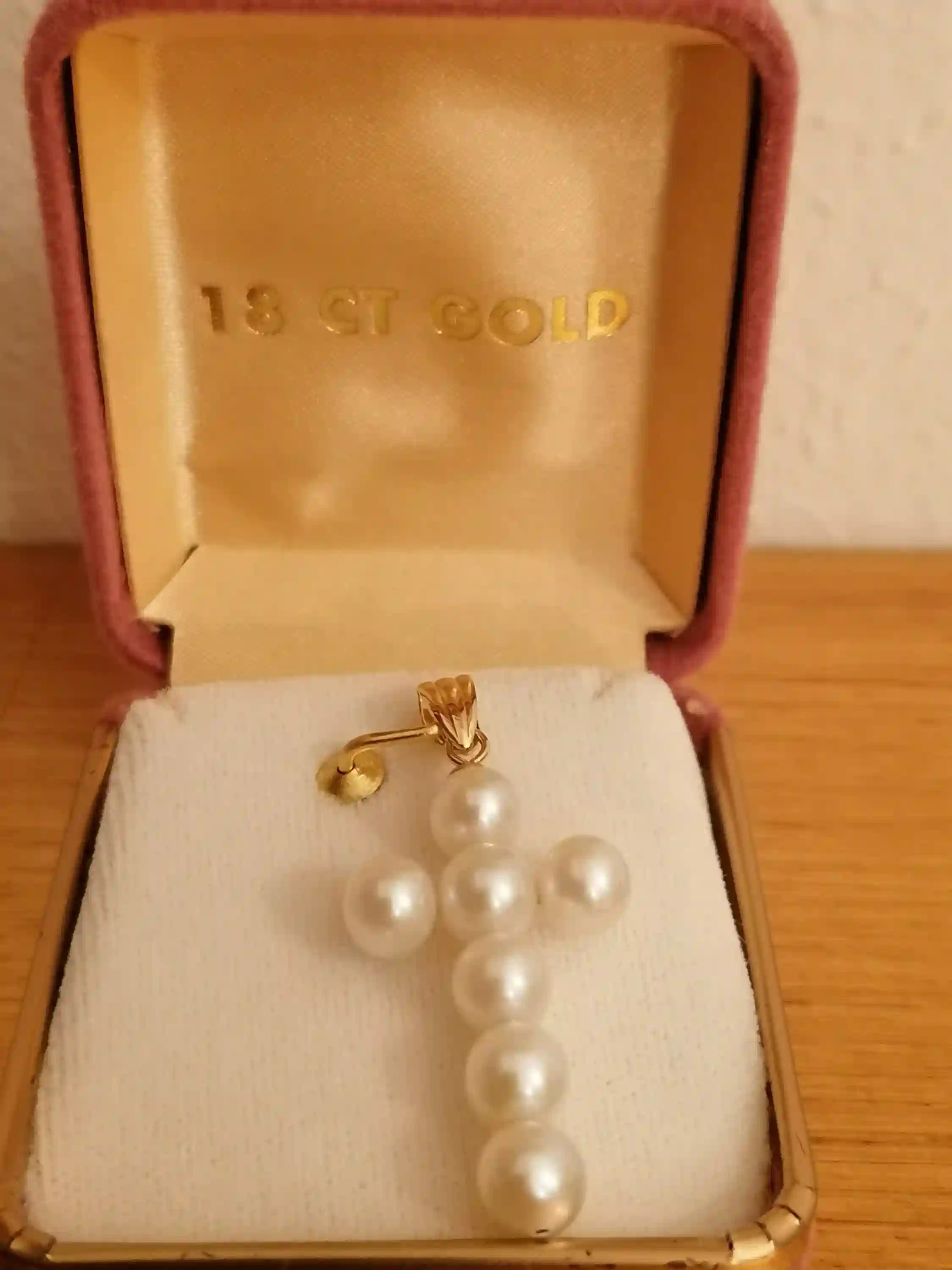 Solid 18Kt Yellow Gold Akoya Pearl Cross Pendant Necklace Religious Charm REAL CULTURED Pearl Christian Pendant AUTHENTIC Akoya Pearl Cross 