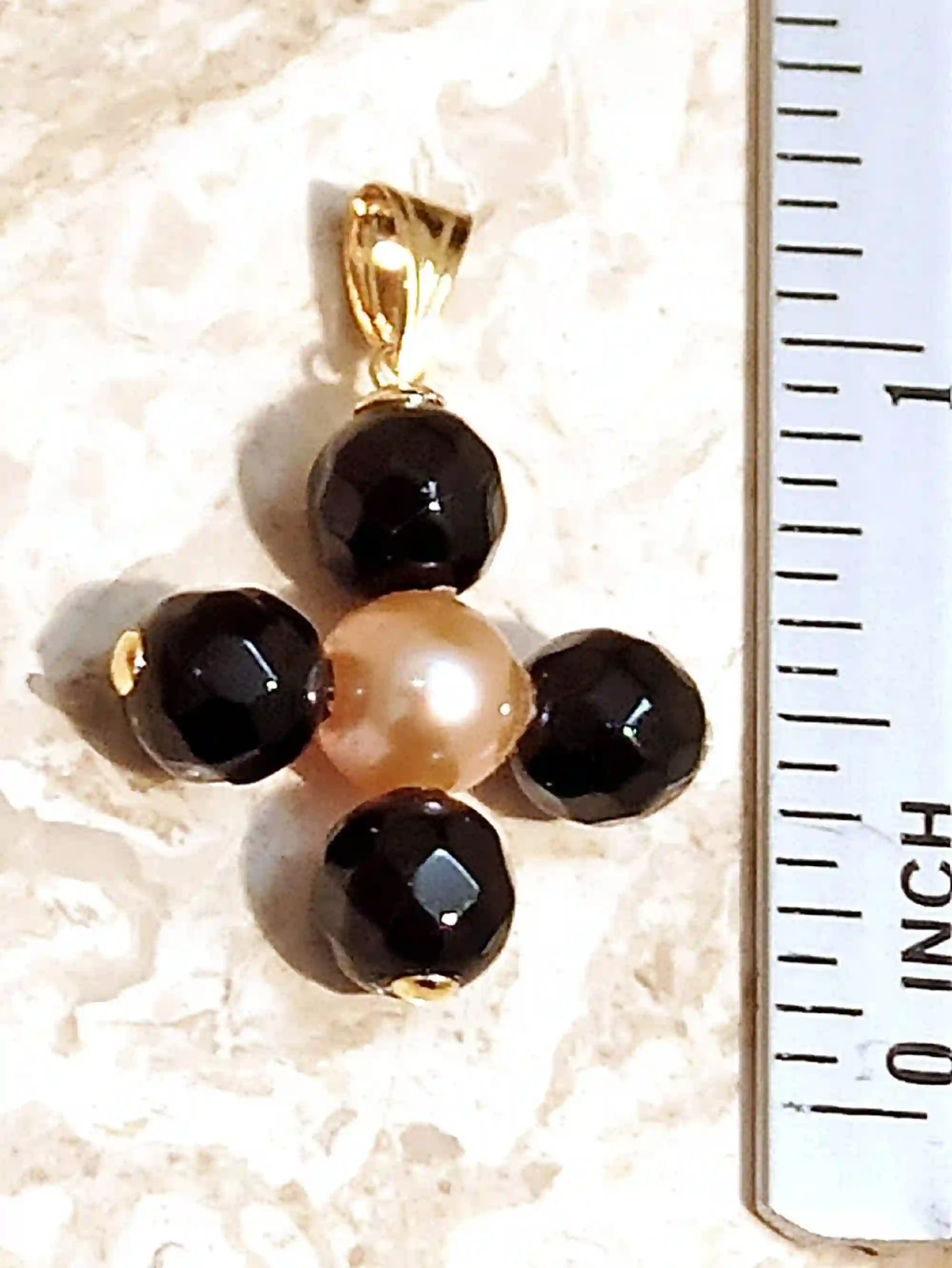18k Gold Cross Pendant Christian Teen Gift Modern Cross ONE of a kind Cross NATURAL Pearl Crucifix Christian Graduation Gift Religious Girl 
