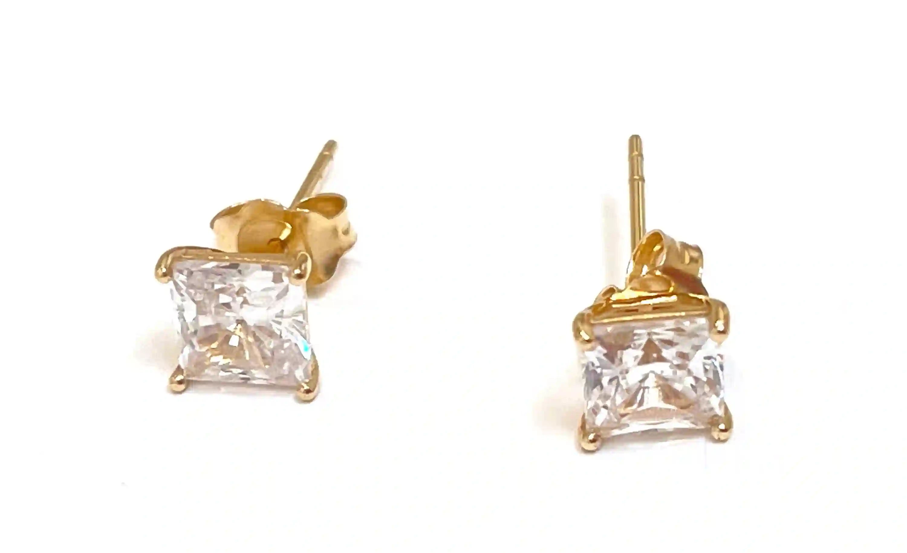 1.5 carat Square Earrings Diamond Studs Solid 18k Gold Diamond Earrings Square Princess Cut Diamond Earrings for women Square Diamond Studs 