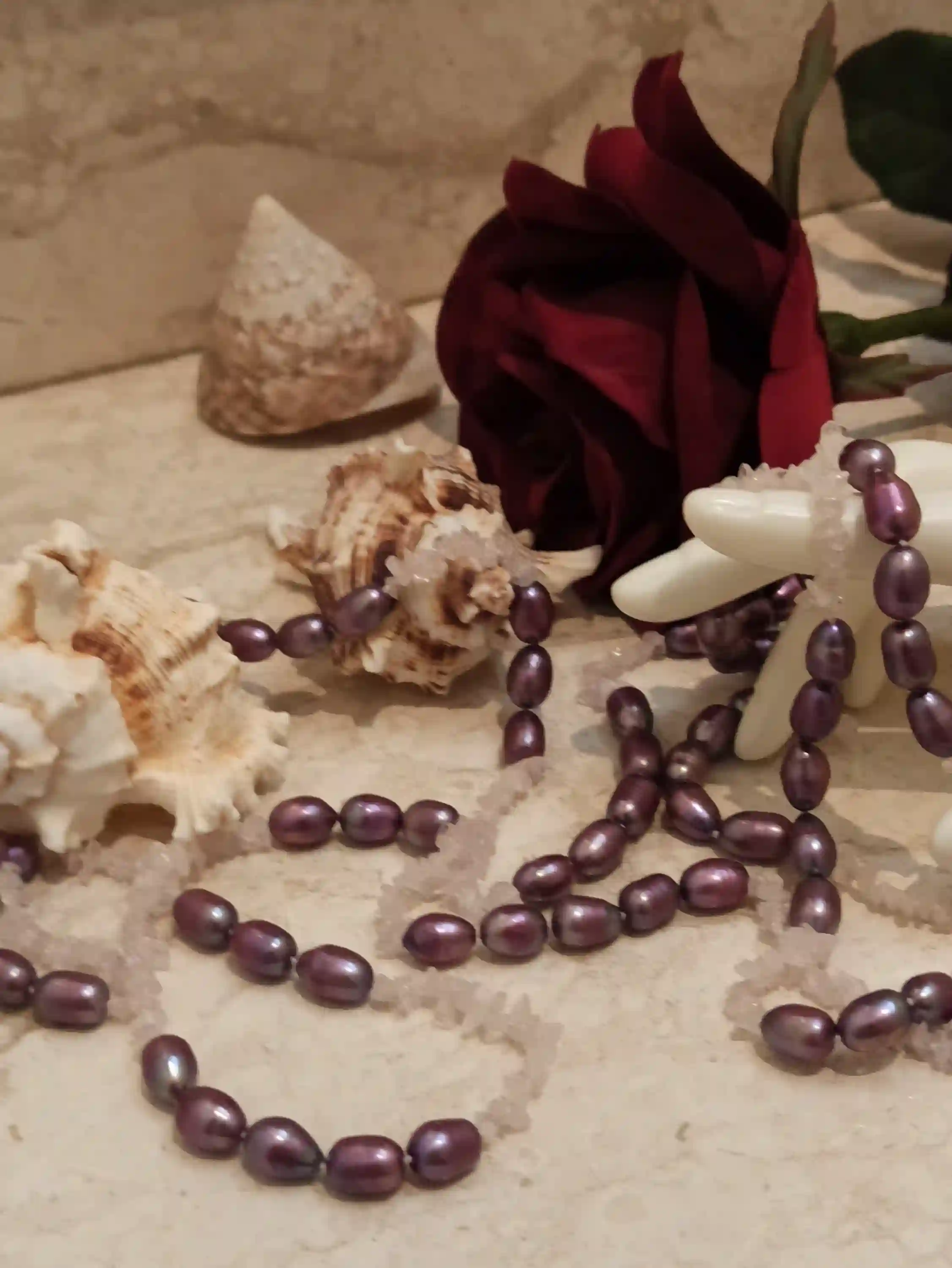 Purple Freshwater Pearl Necklace HAND-KNOTTED/Freshwater Pearl Necklace /Beach Wedding Pearl Jewelry for bride/Natural Pearl Necklace Gift 
