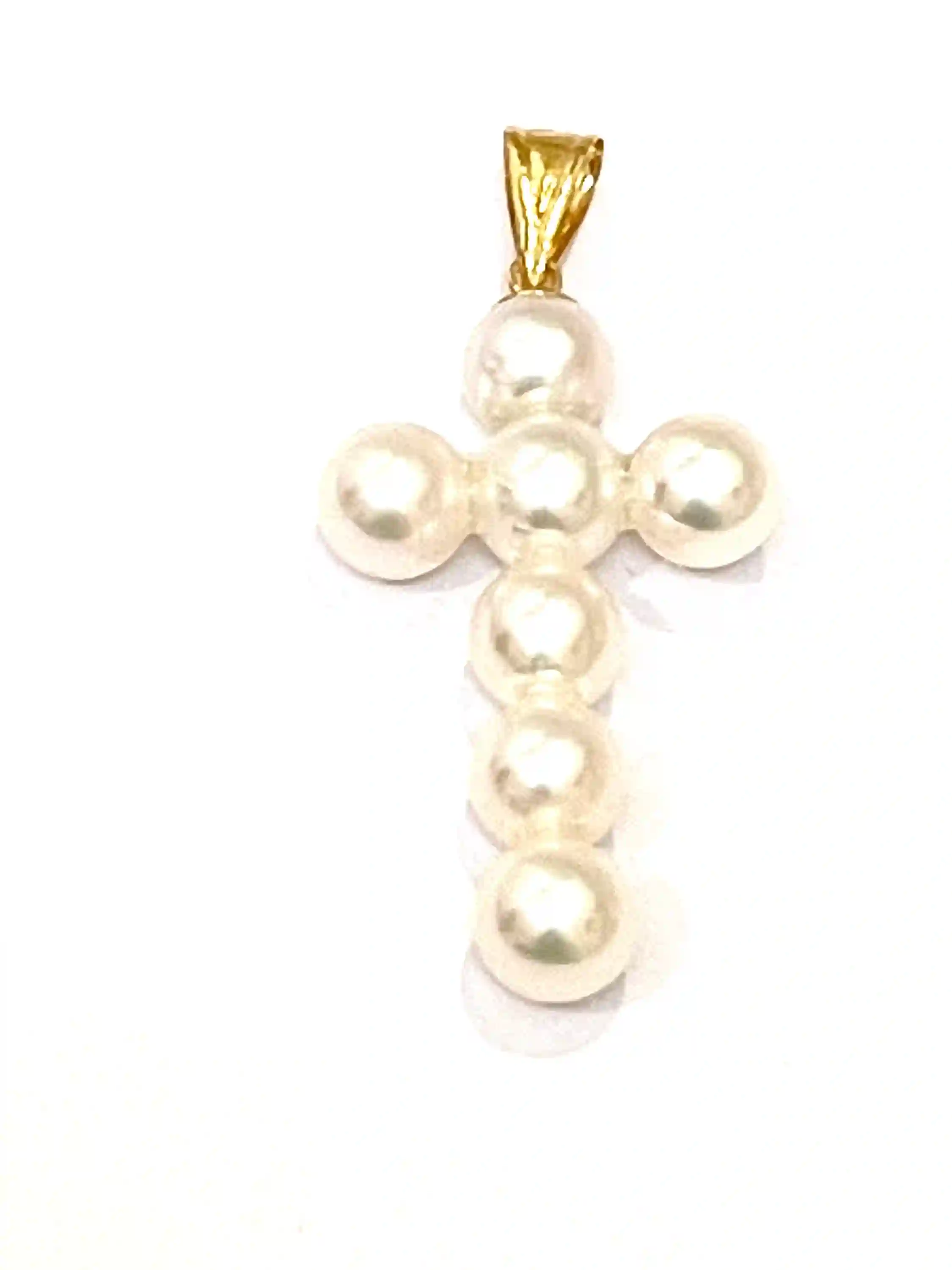 Natural Pearl Cross Gold Christian Gift 18k SOLID Gold Crucifix Japanese Sea water Pearl Religious Christian Crucifix Fine Jewelry Handmade 