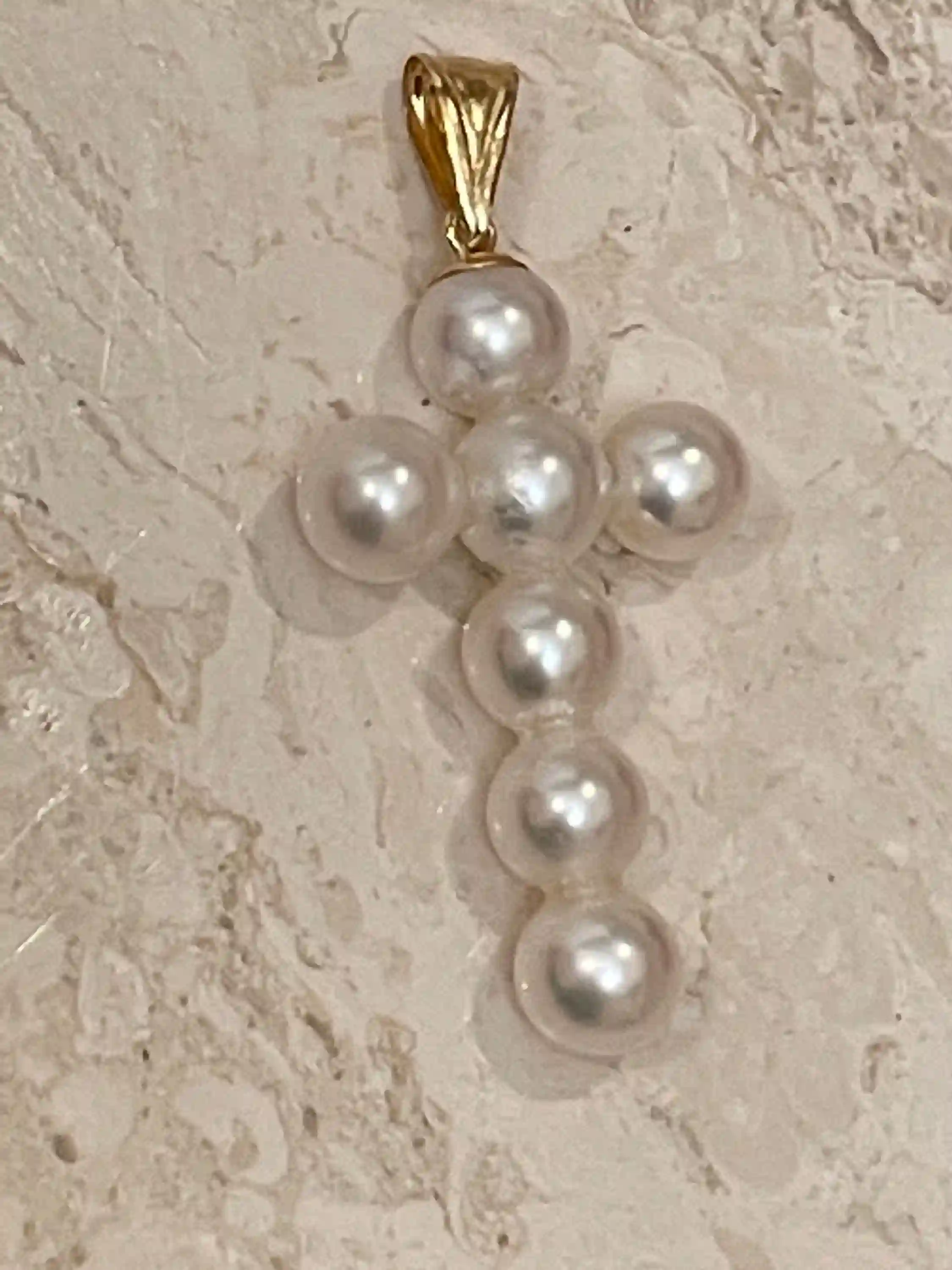 Natural Pearl Cross Gold Christian Gift 18k SOLID Gold Crucifix Japanese Sea water Pearl Religious Christian Crucifix Fine Jewelry Handmade 