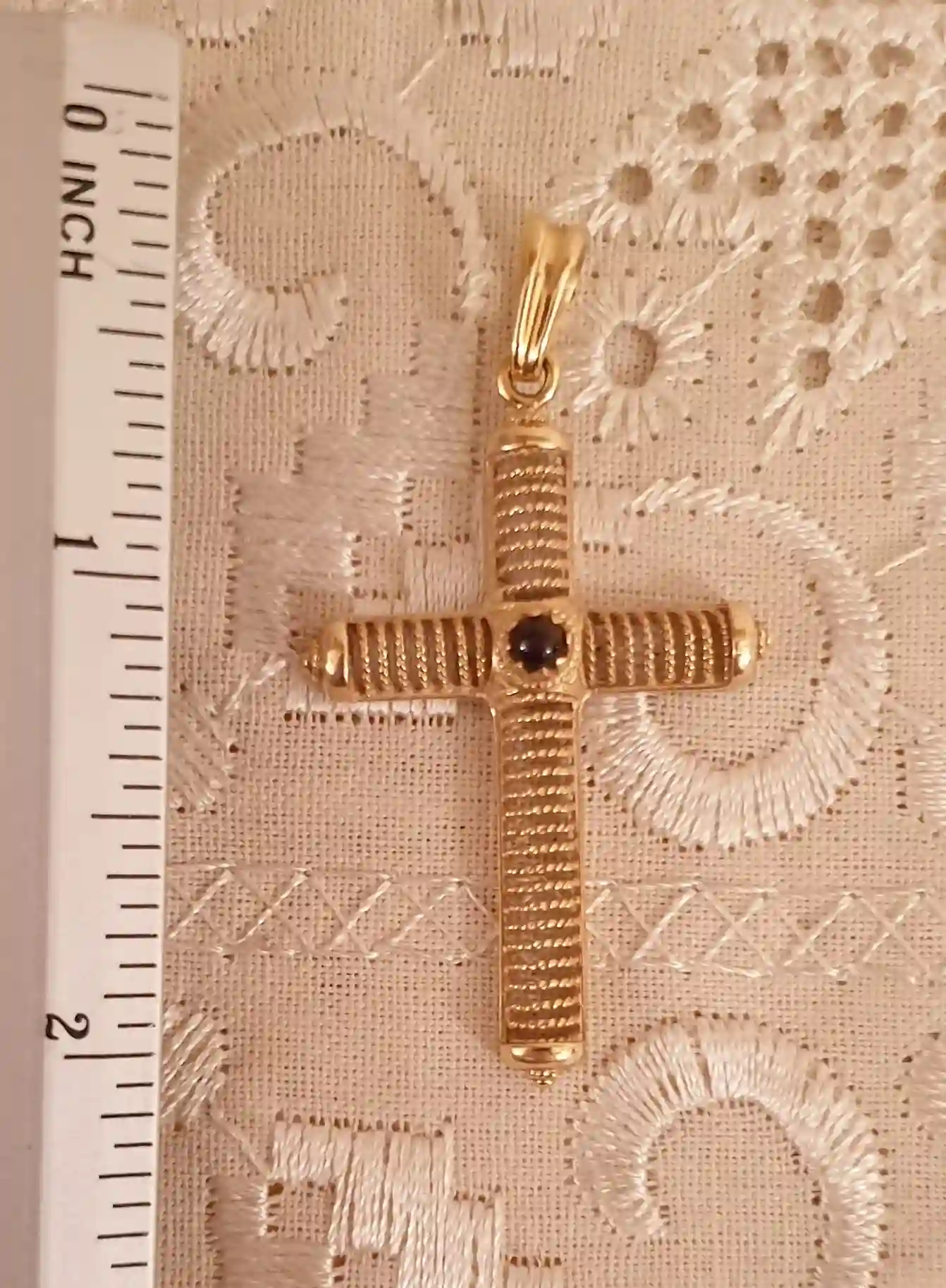 Filigree SOLID 18k gold Cross pendant woman Garnet Jewelry/Baptism gift girl HANDMADE Jewellery/ Christening gifts girls Religious Jewelry 