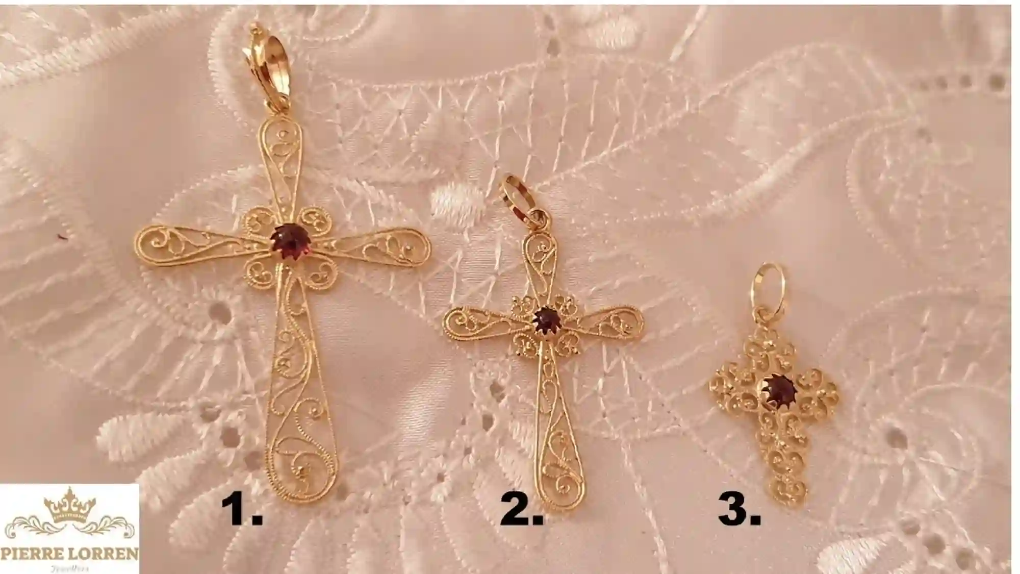 Filigree SOLID 18k gold Cross pendant woman Garnet Jewelry/Baptism gift girl HANDMADE Jewellery/ Christening gifts girls Religious Jewelry 