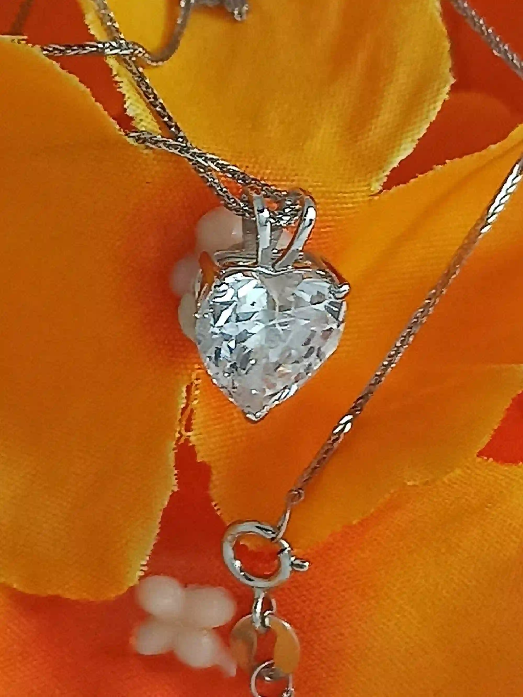 18k White Gold Heart Necklace Heart Shaped DIAMOND Solitaire 18k Solid Gold Pendant Heart Shaped Jewelry Mothers day Handmade Jewelry 1.5ct 