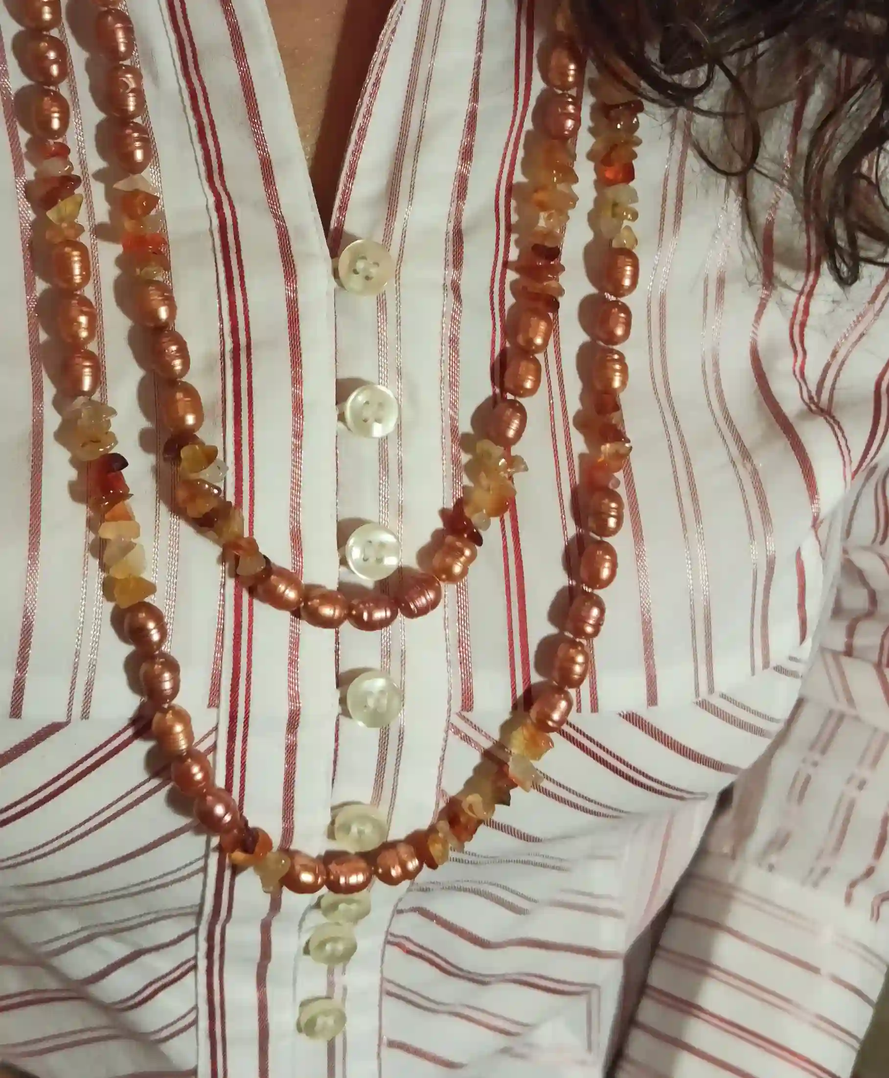 Coral Freshwater Pearl Necklace 48