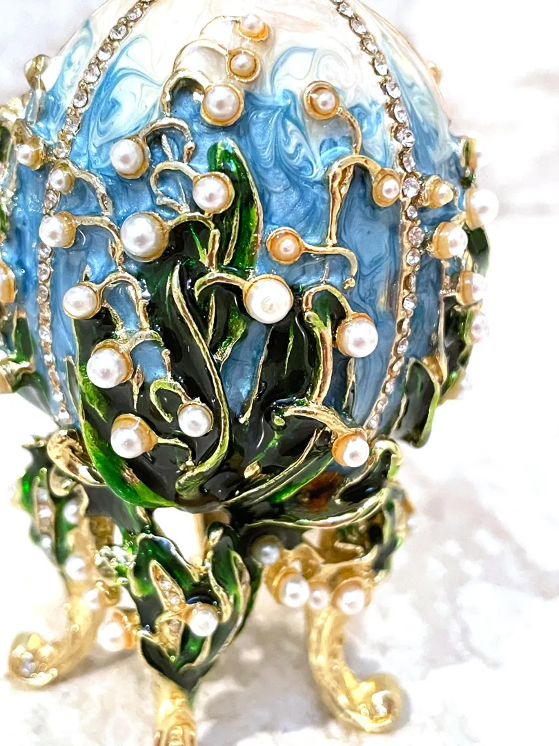 Something Blue Imperial Egg Faberge Egg Style GOLD Swarovski Eggs Birthday Christmas Graduation Gift Box WISDOM LUCK Handmade by PierreLorren