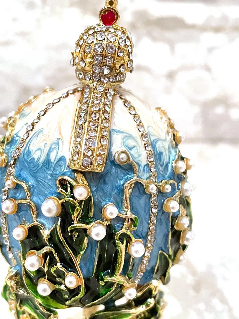 Something Blue Imperial Egg Faberge Egg Style GOLD Swarovski Eggs Birthday Christmas Graduation Gift Box WISDOM LUCK Handmade by PierreLorren