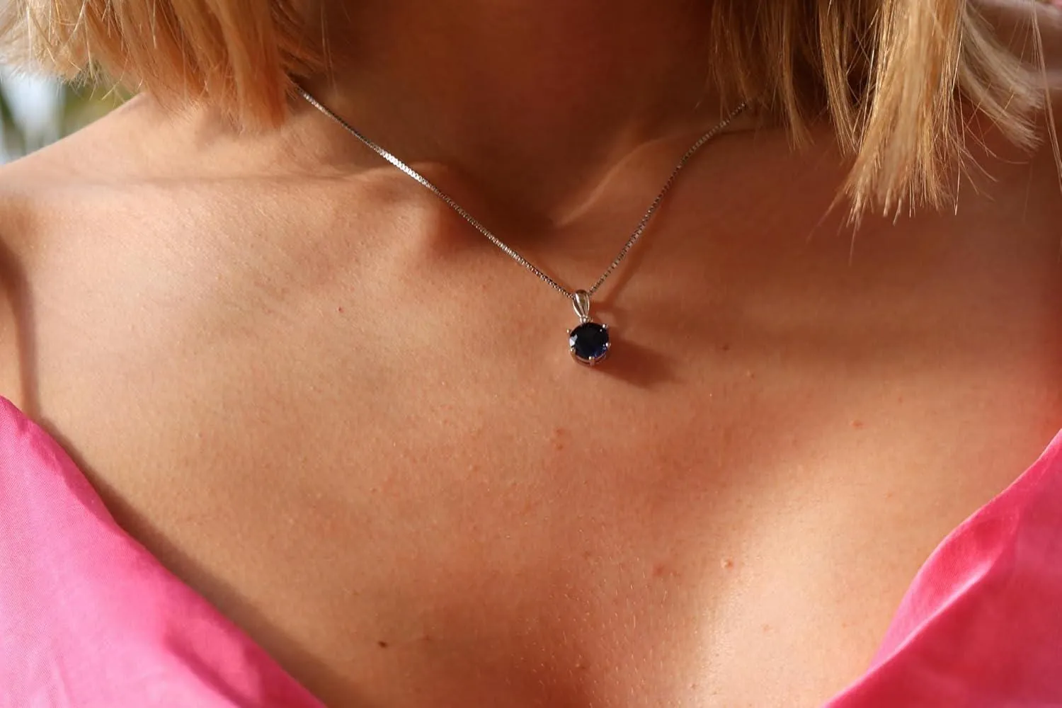 2 ct Natural Sapphire Pendant Necklace - 2 carat Sapphire Fine Jewelry - Sapphire Necklace - Sapphire Jewelry Something New gifts for bride